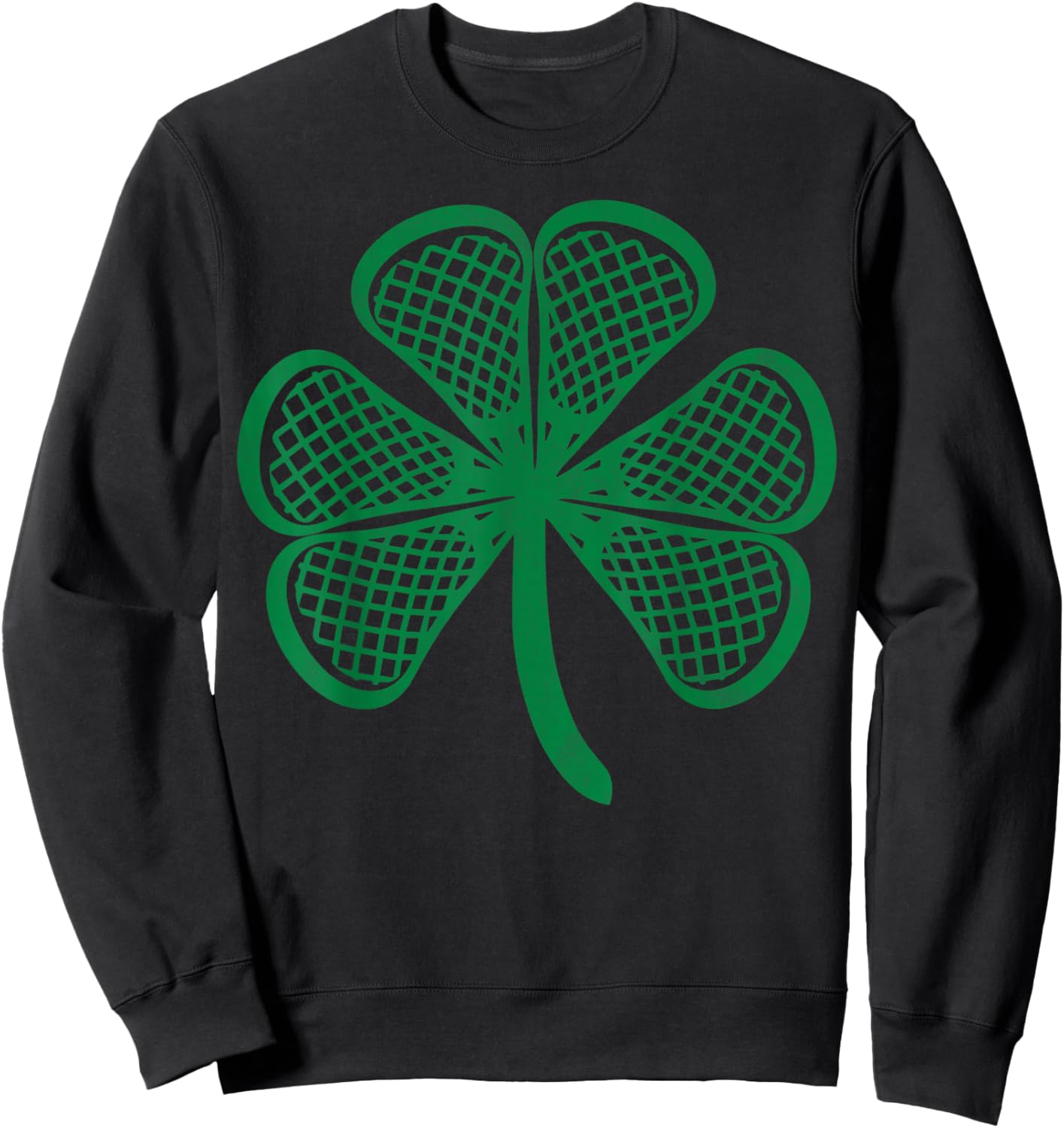 Lacrosse Sticks Shamrock Clover Irish Lucky Lax St Patrick Sweatshirt - Sweatshirt | Black