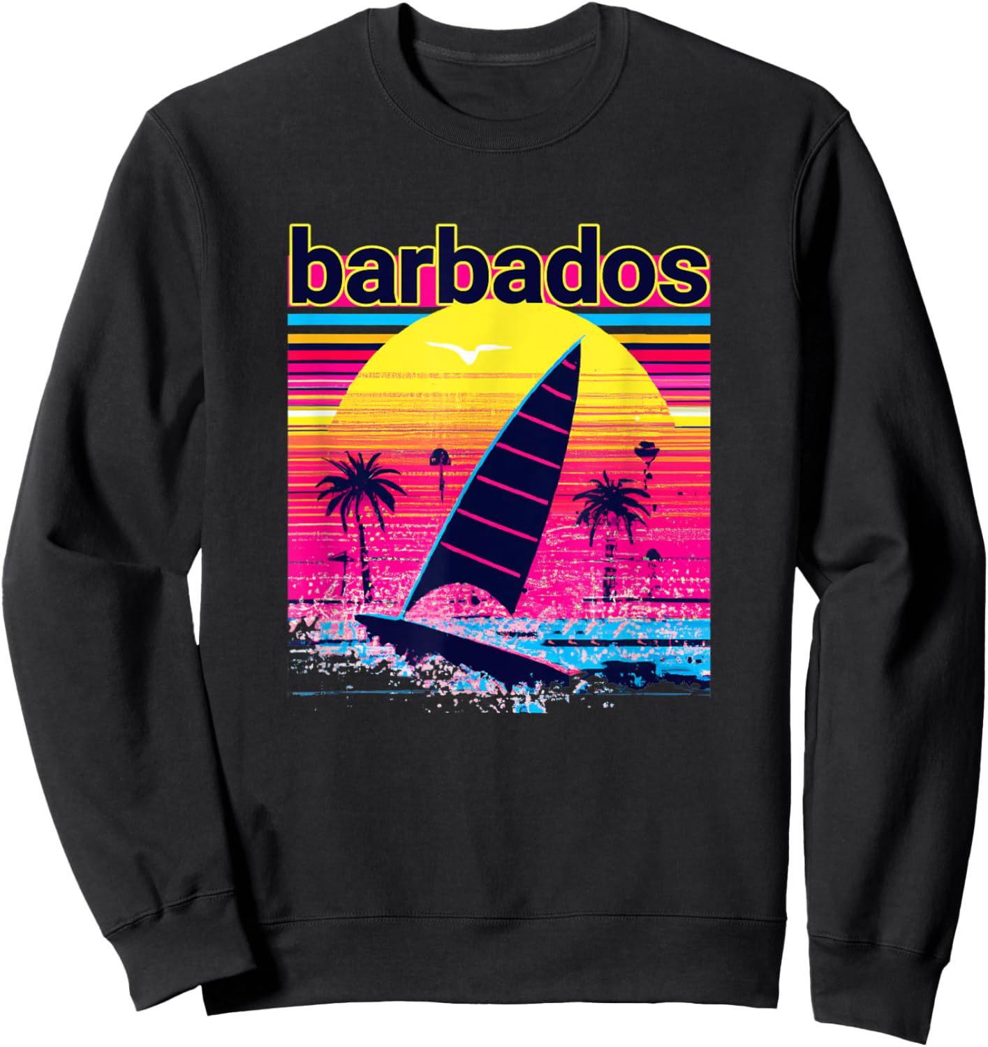 Barbados Retro 80s Style Souvenir Beach Sweatshirt - Sweatshirt | Black
