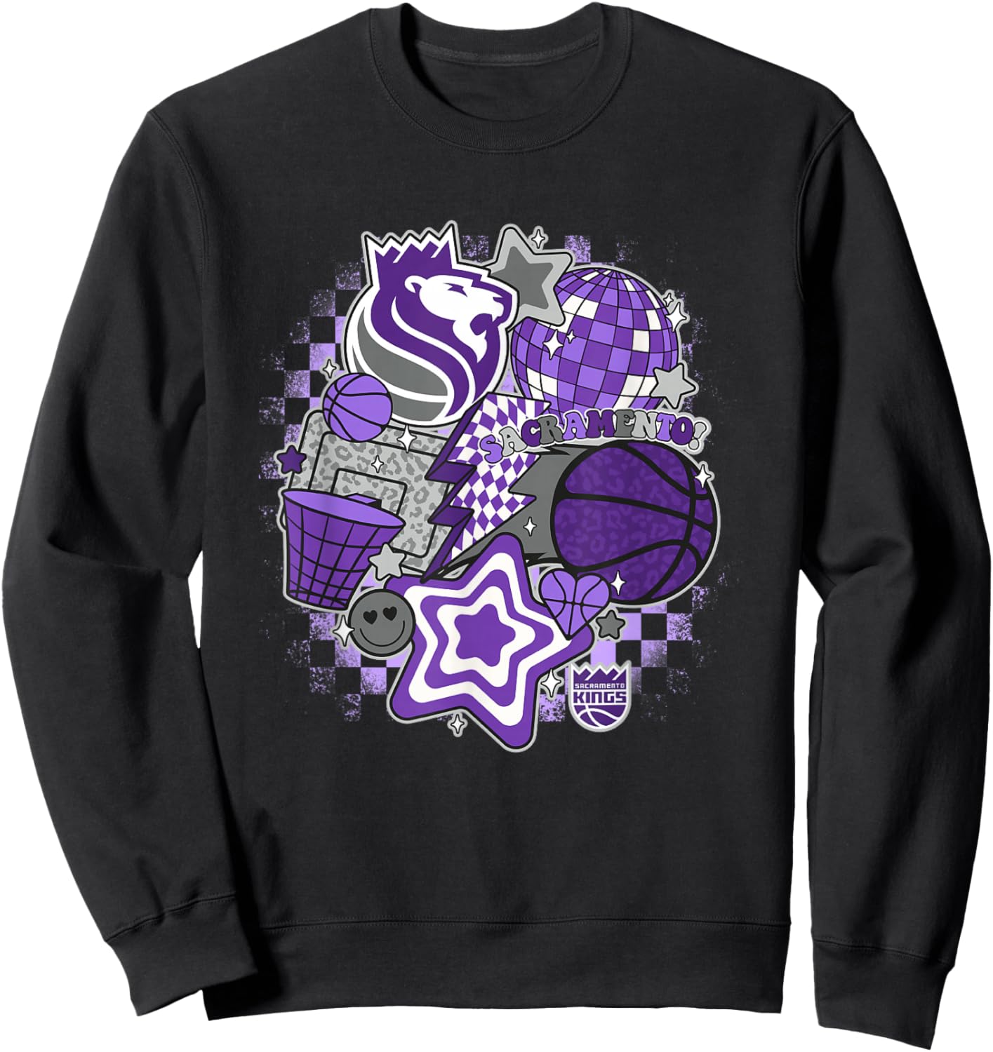 NBA Sacramento Kings Psychedelic Basketball Collage Sweatshirt - Sweatshirt | Black