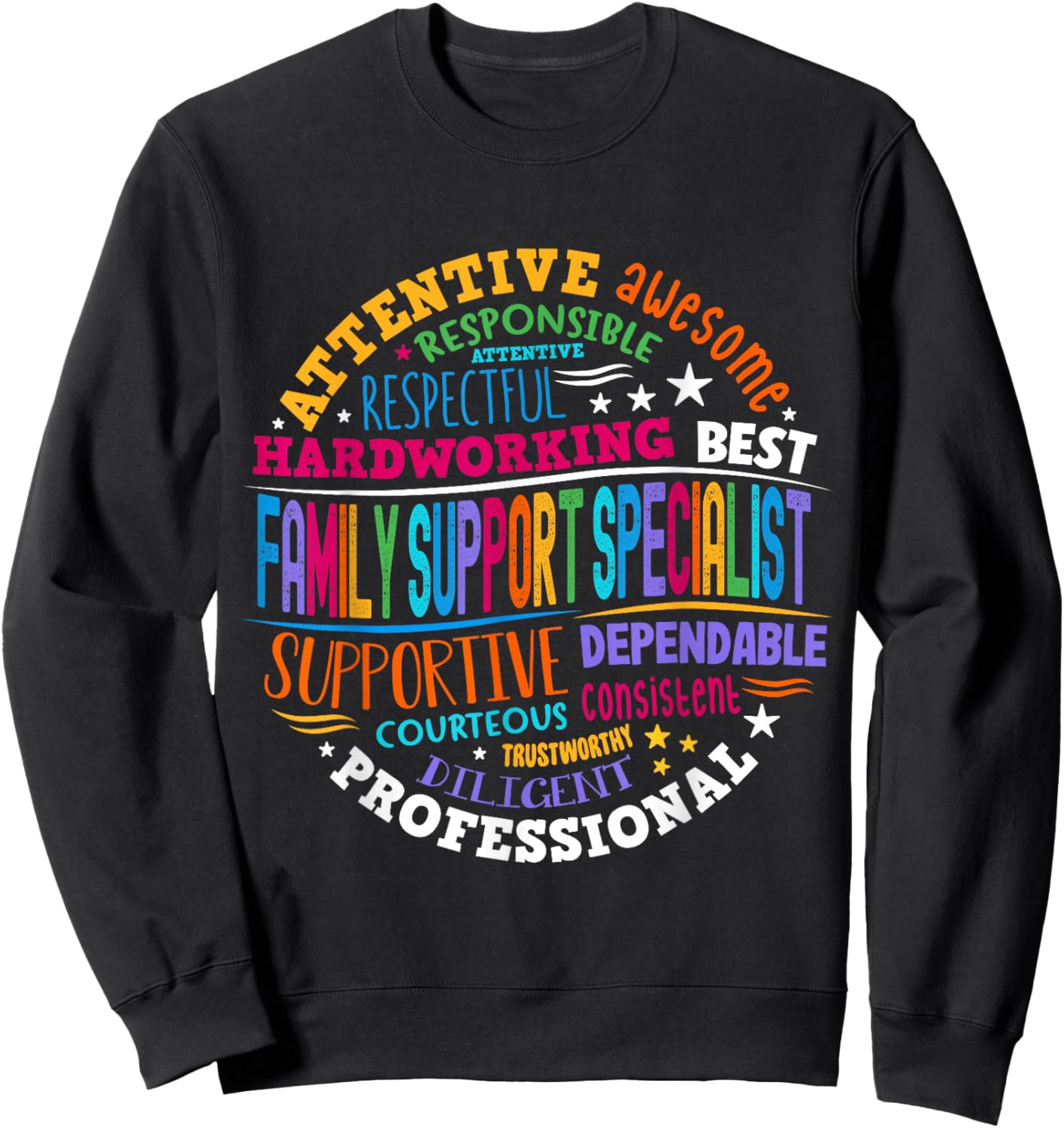 Groovy Family Support Specialists Recognition Week Sweatshirt - Sweatshirt | Black