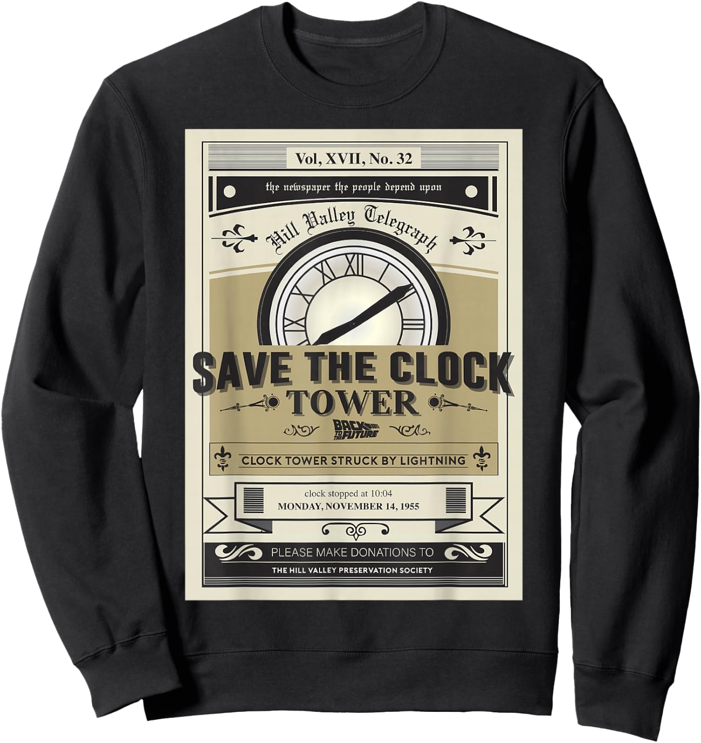 Back to the Future Clock Tower Poster Graphic Sweatshirt - Sweatshirt | Black