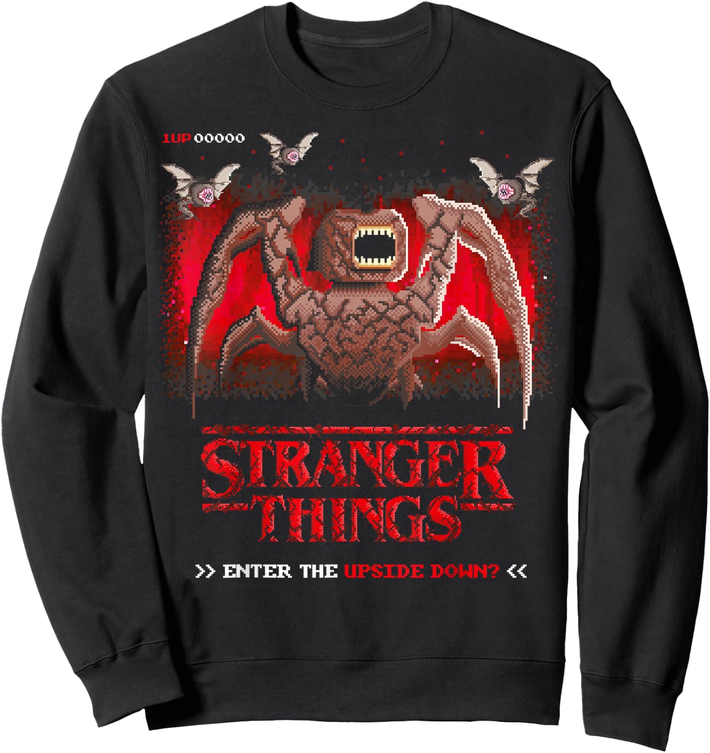 Stranger Things Season 5 Enter The Upside Down? Retro Game Sweatshirt - Sweatshirt | Black