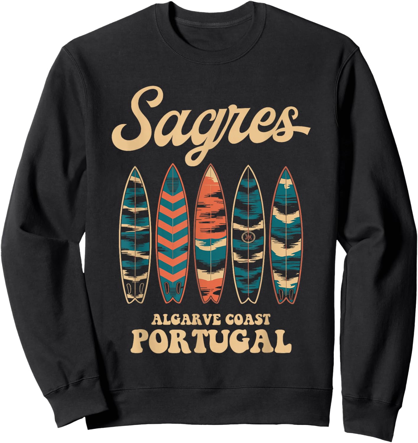 Sagres Algarve Coast Portugal Surfboard Surfing Souvenir Sweatshirt - Sweatshirt | Black