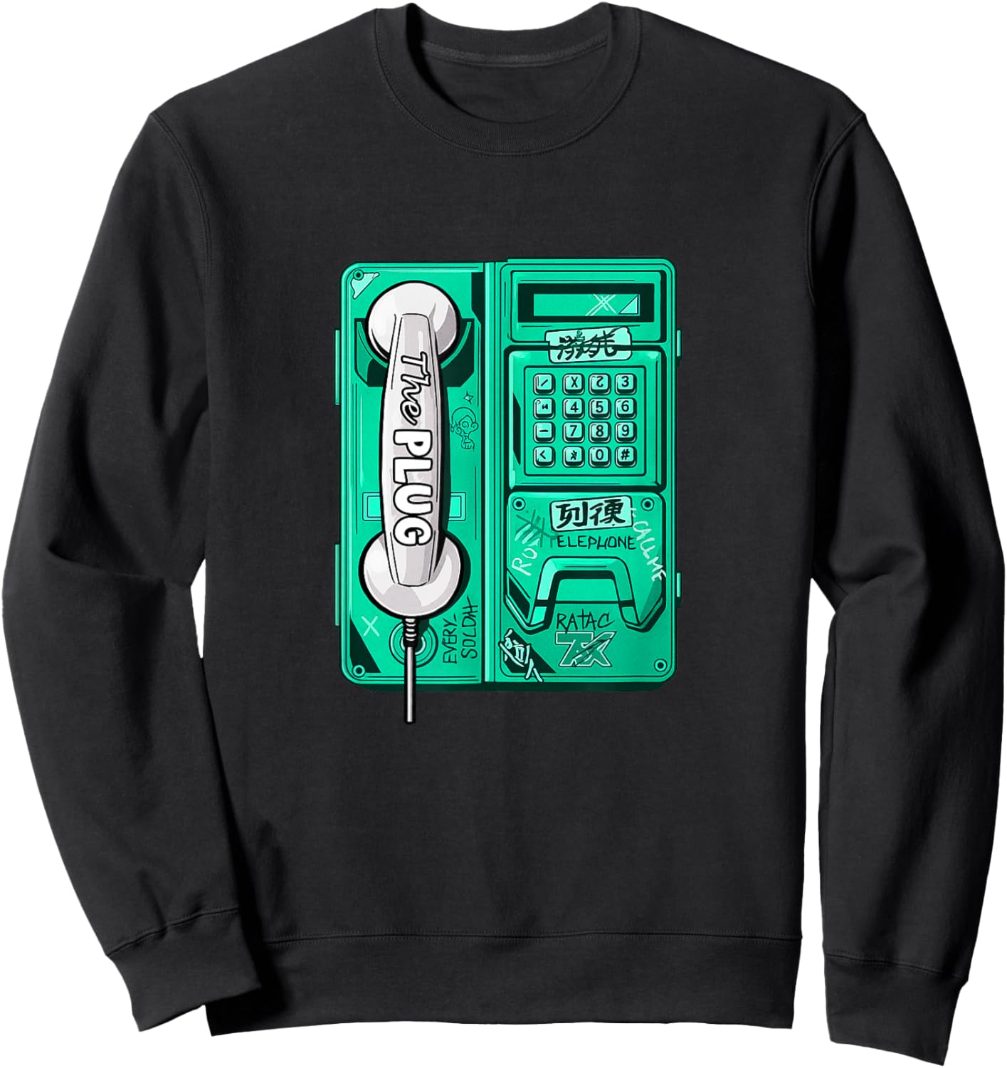 Light Teal Aqua Color Plugged Light Teal Aqua Sweatshirt - Sweatshirt | Black