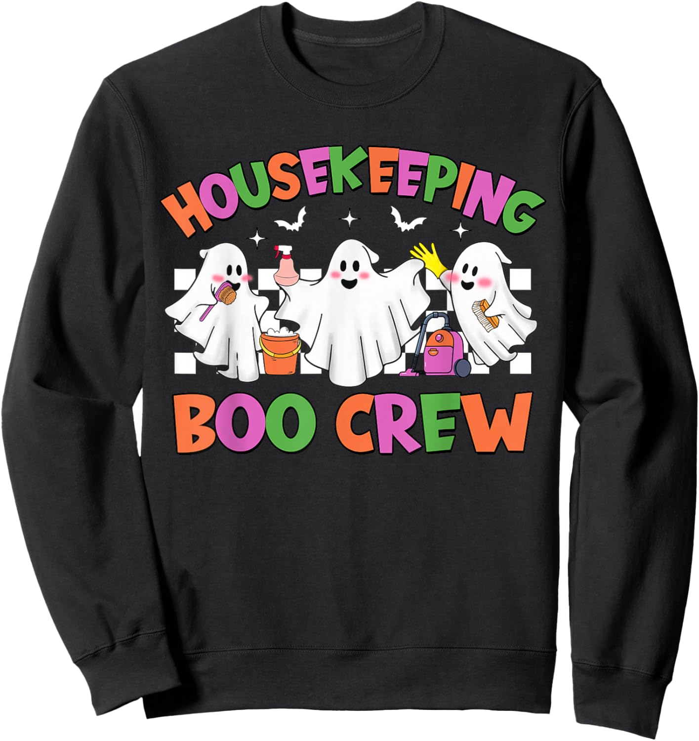 Retro Housekeeping Boo Crew Housekeeper Halloween Costumes Sweatshirt - Sweatshirt | Black