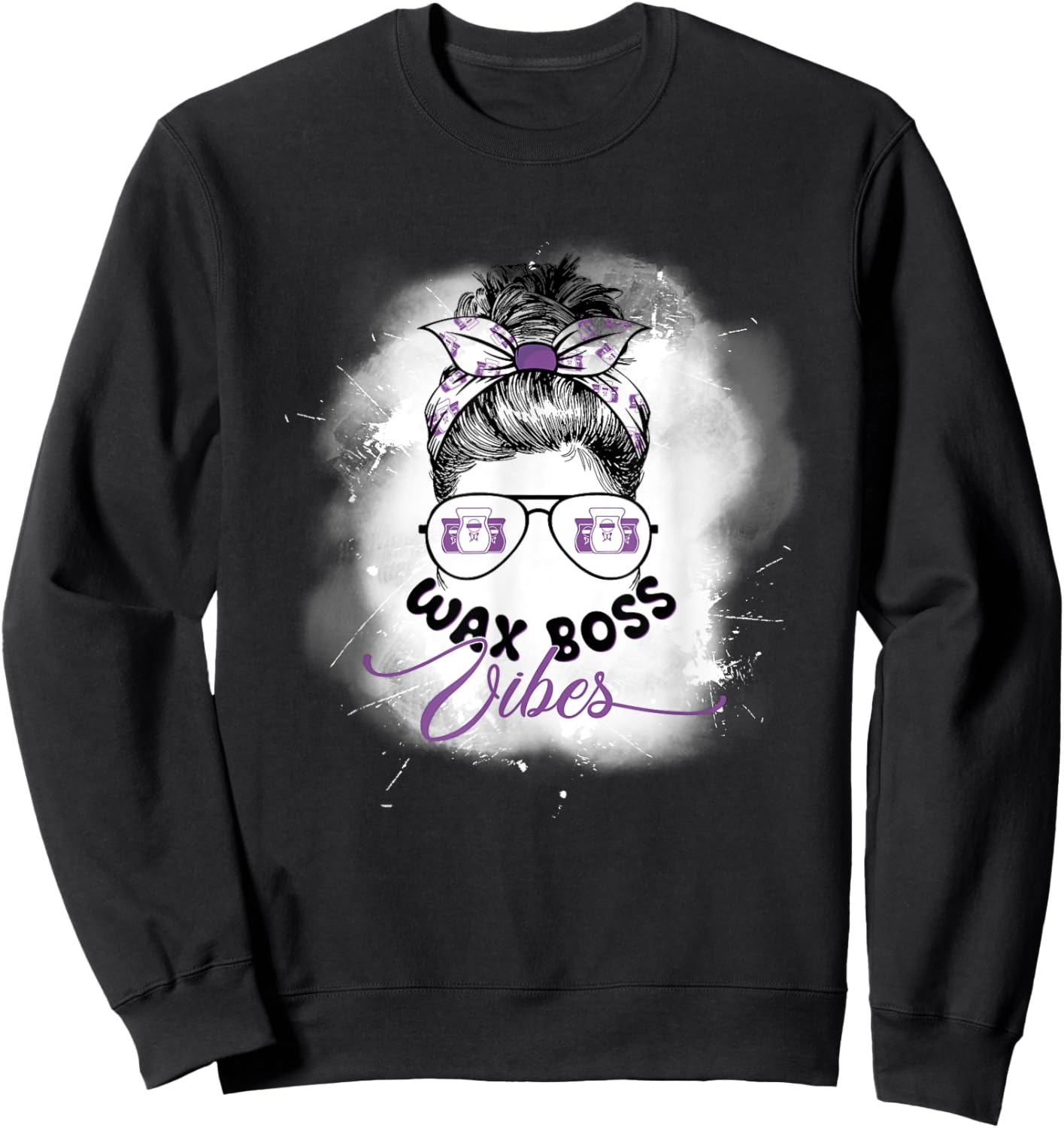 Waxing Wax Specialist Cute Messy Bun Wax Boss Vibes Sweatshirt - Sweatshirt | Black