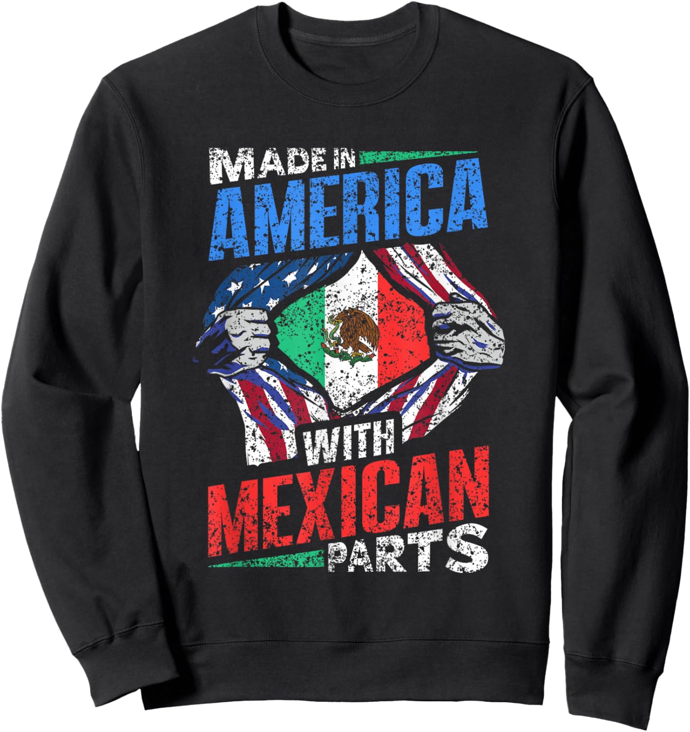 Made In America With Mexican Parts Country Lover Mexico Us Sweatshirt - Sweatshirt | Black