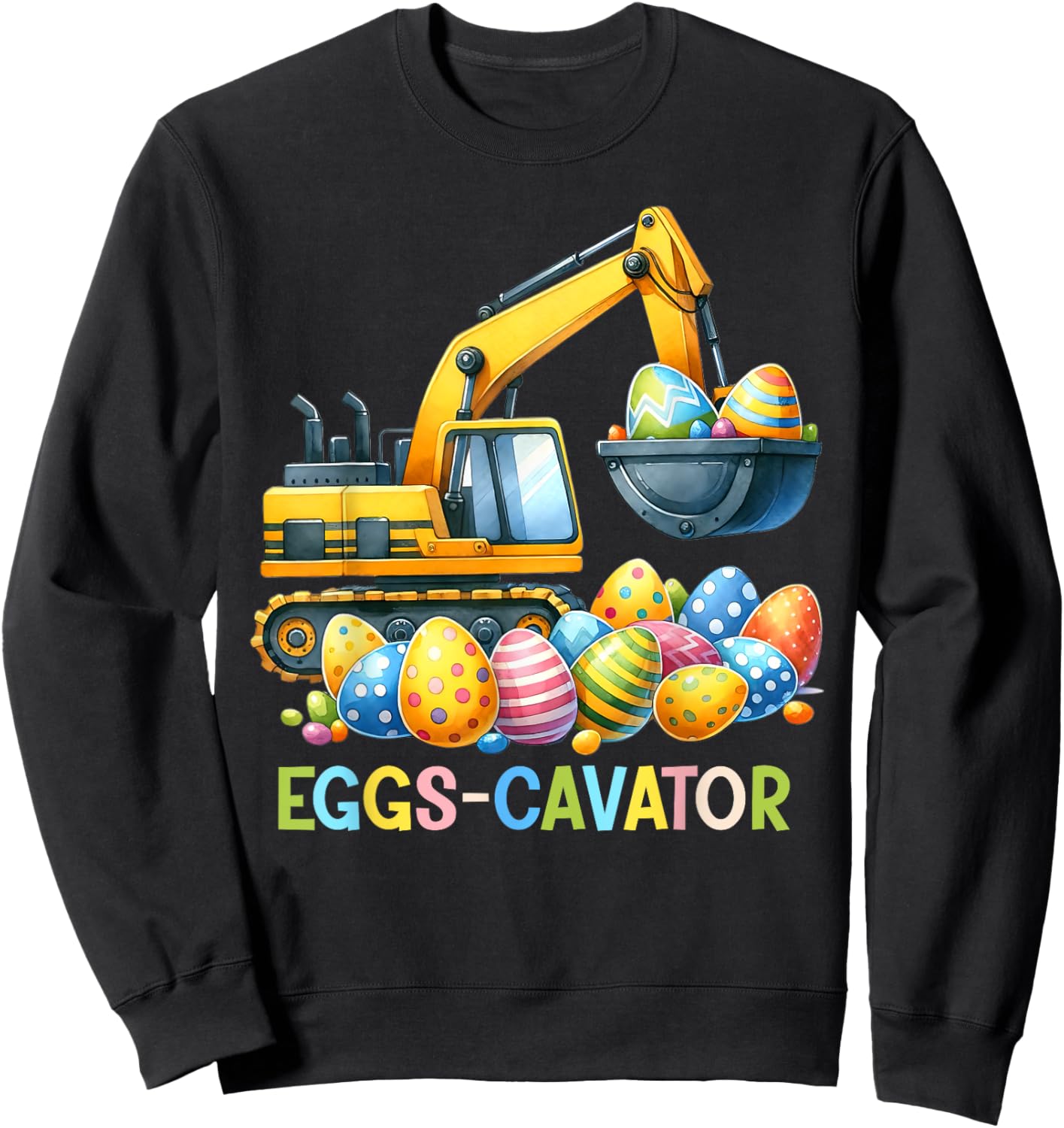 Eggscavator Easter Egg Hunt Construction Trucks Toddler Boys Sweatshirt - Sweatshirt | Black