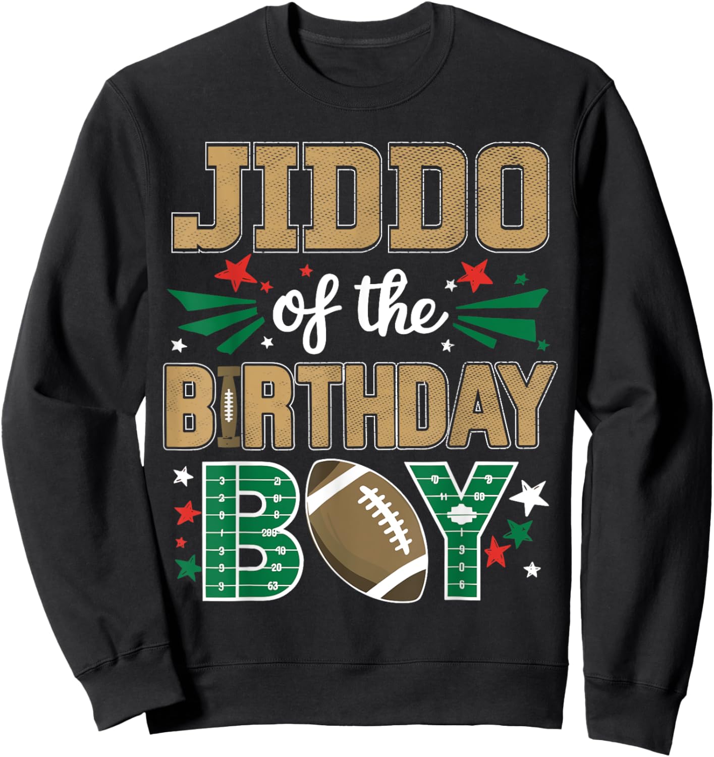 Jiddo of the Birthday Boy Football Family Bday Party Grandpa Sweatshirt - Sweatshirt | Black