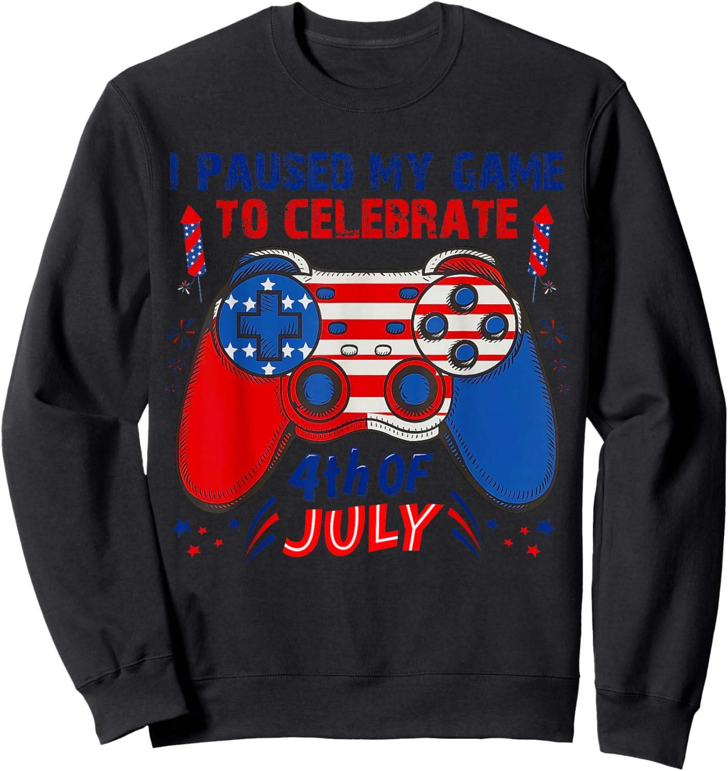 Gamer 4th Of July American Flag Gaming Lover Boys Girls Teen Sweatshirt - Sweatshirt | Black