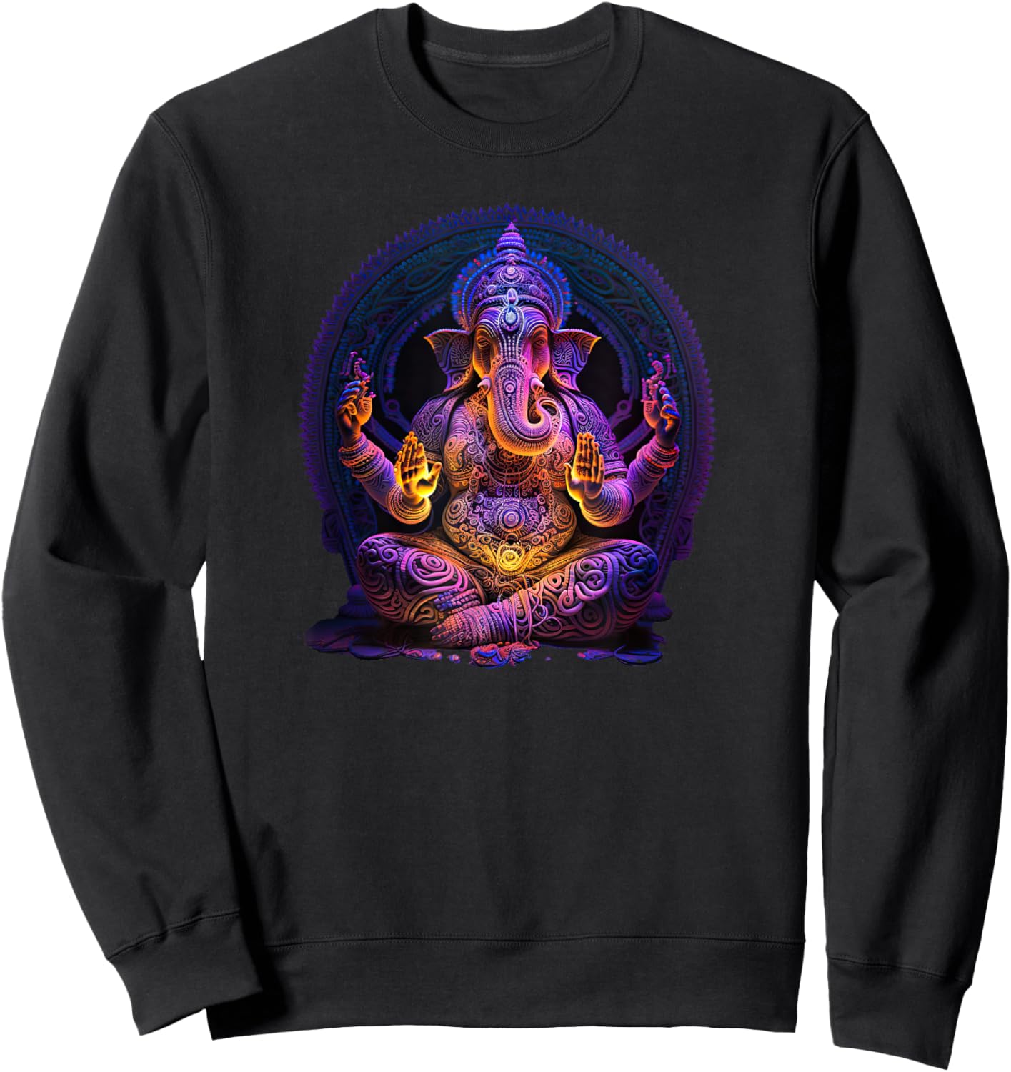 Ganesh Elephant Hindu Yoga Spiritual Meditation Sweatshirt - Sweatshirt | Black
