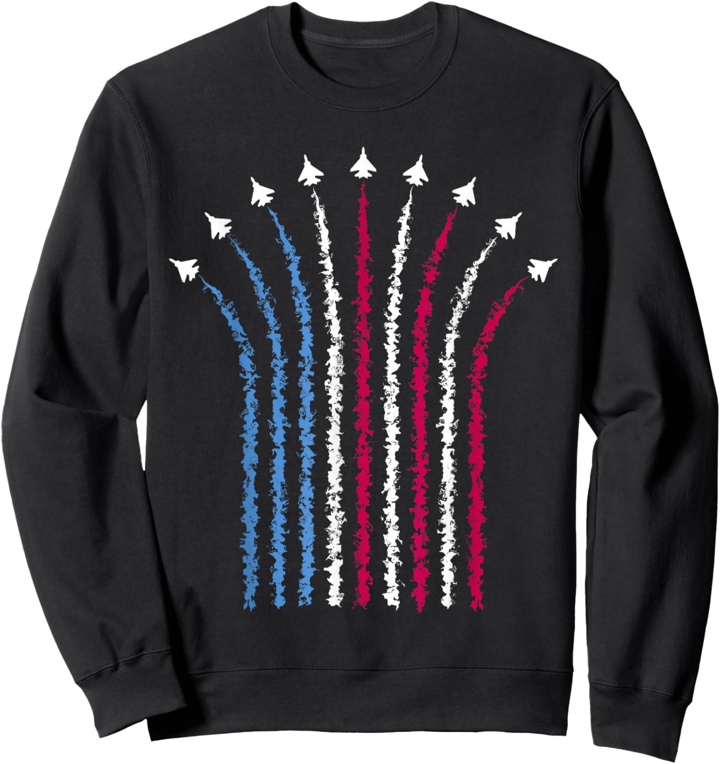 USA Jets 4th of July American Flag Patriotic Graphic Sweatshirt - Sweatshirt | Black