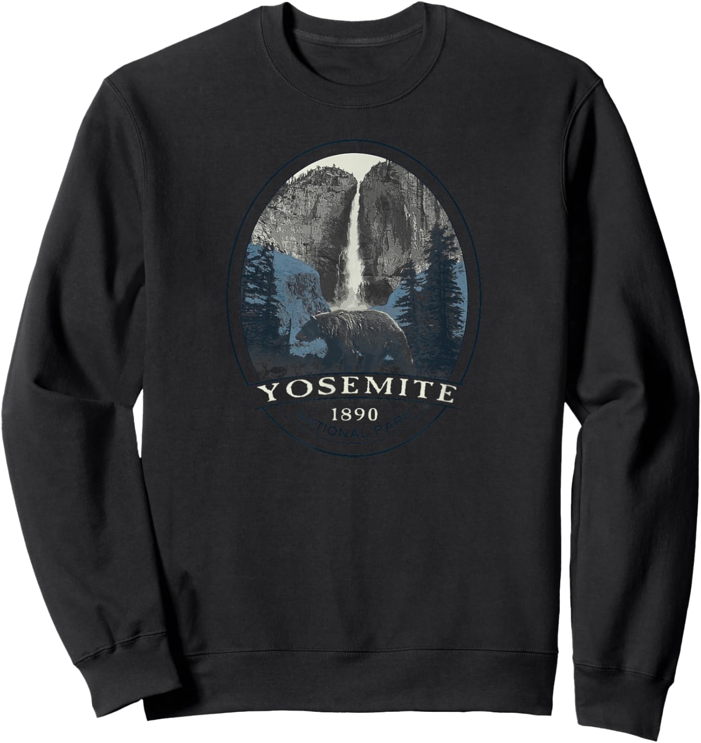 Yosemite National Park Vintage Sweatshirt - Sweatshirt | Black