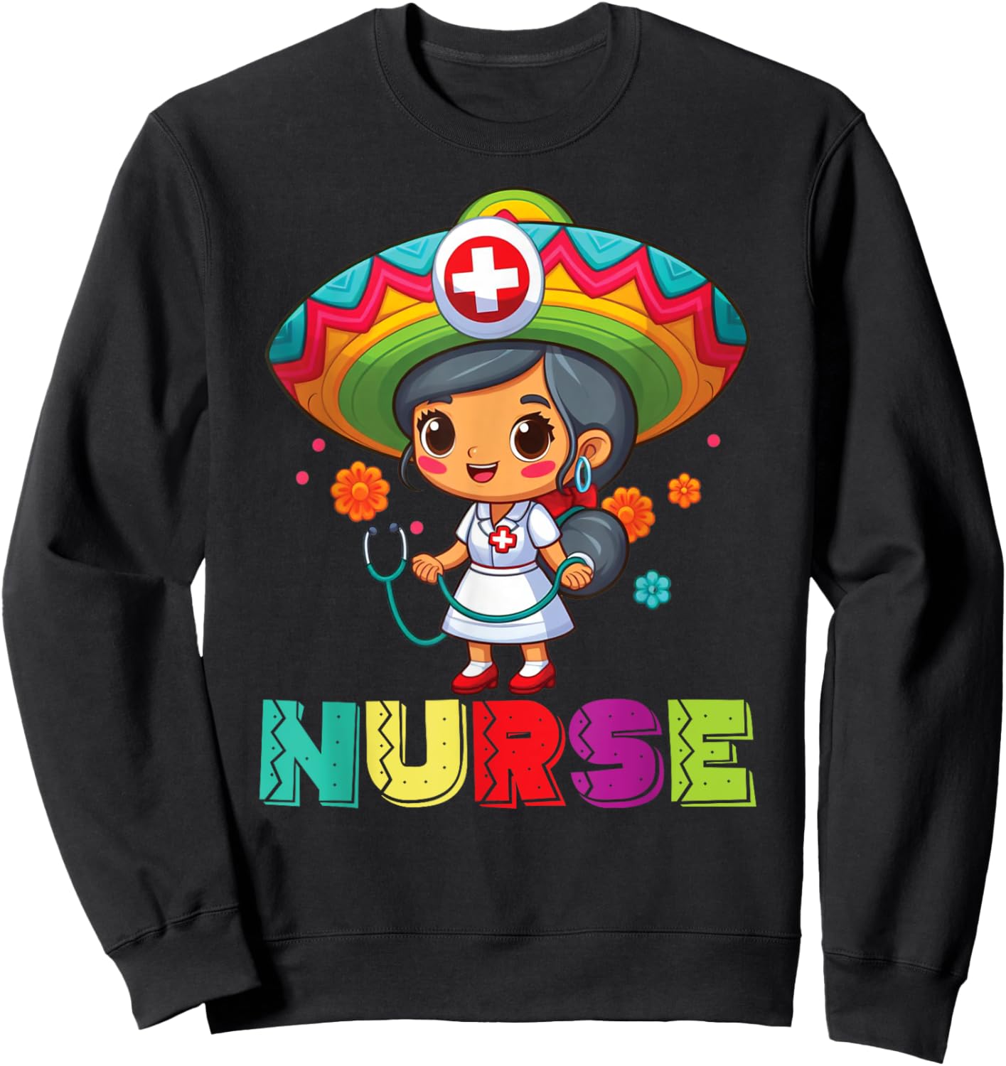Mexican Nurse Cinco De Mayo Nurse Women Sweatshirt - Sweatshirt | Black