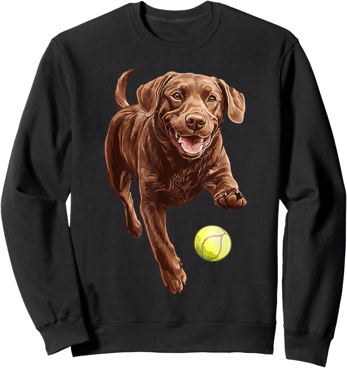Brown Labrador chasing ball Sweatshirt - Sweatshirt | Black