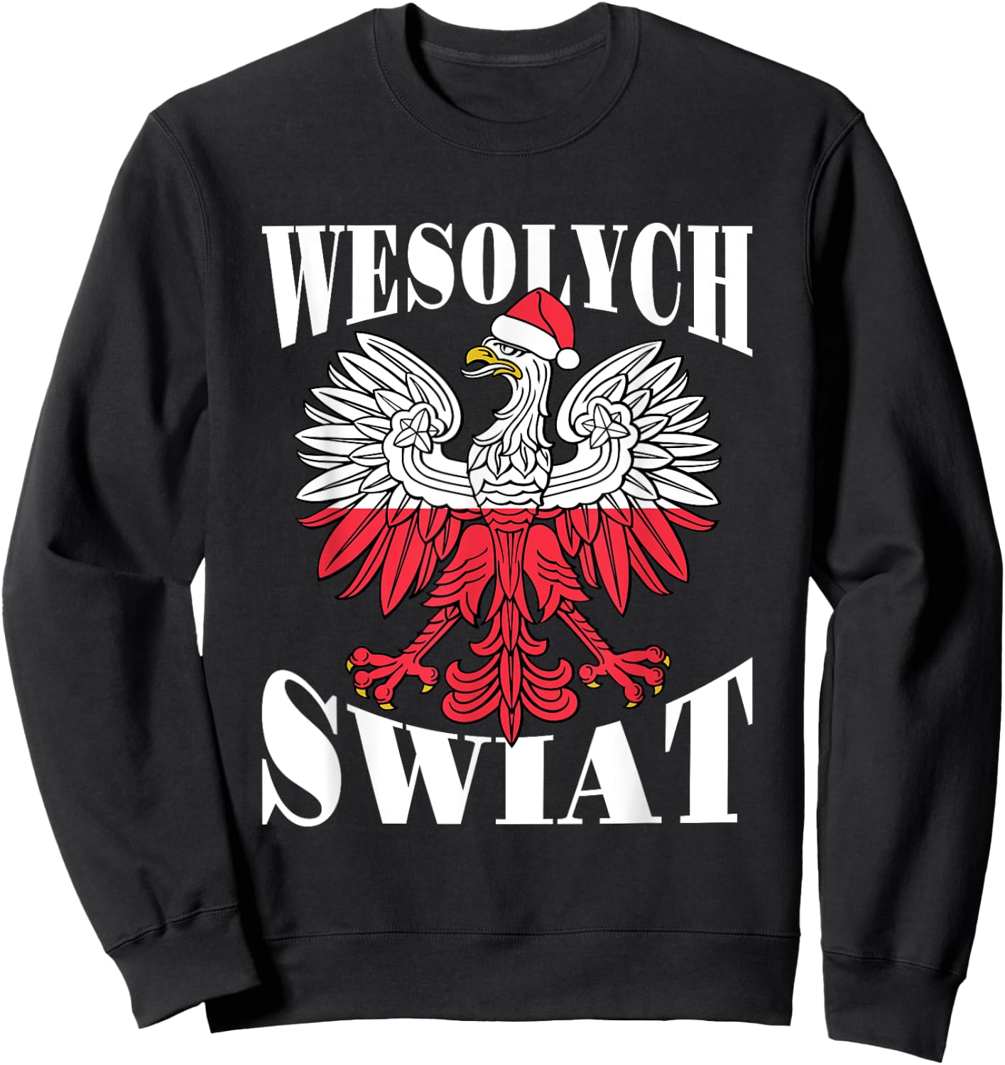 Wesolych Swiat Polish Christmas Eagle Santa Hat Sweatshirt - Sweatshirt | Black