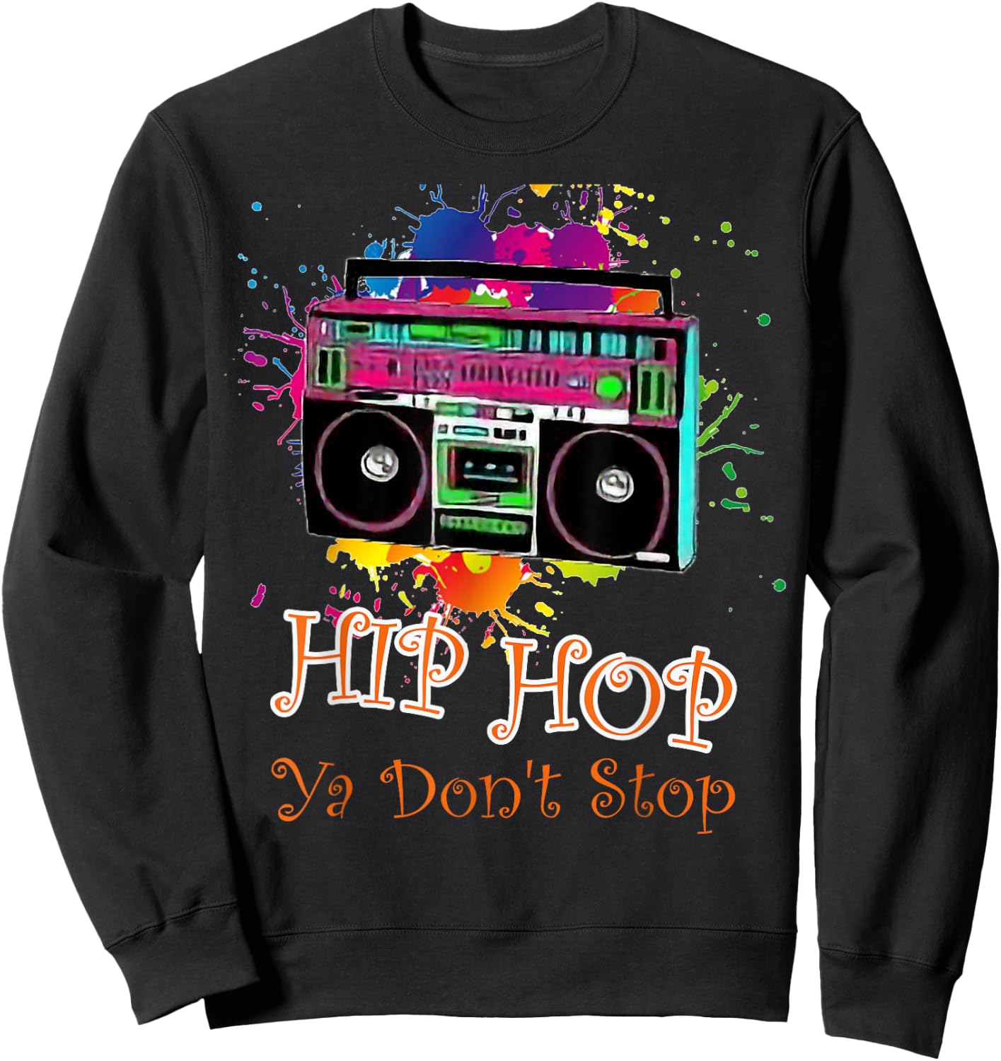 Hip Hop Boombox 80s Rap Jambox Sweatshirt - Sweatshirt | Black