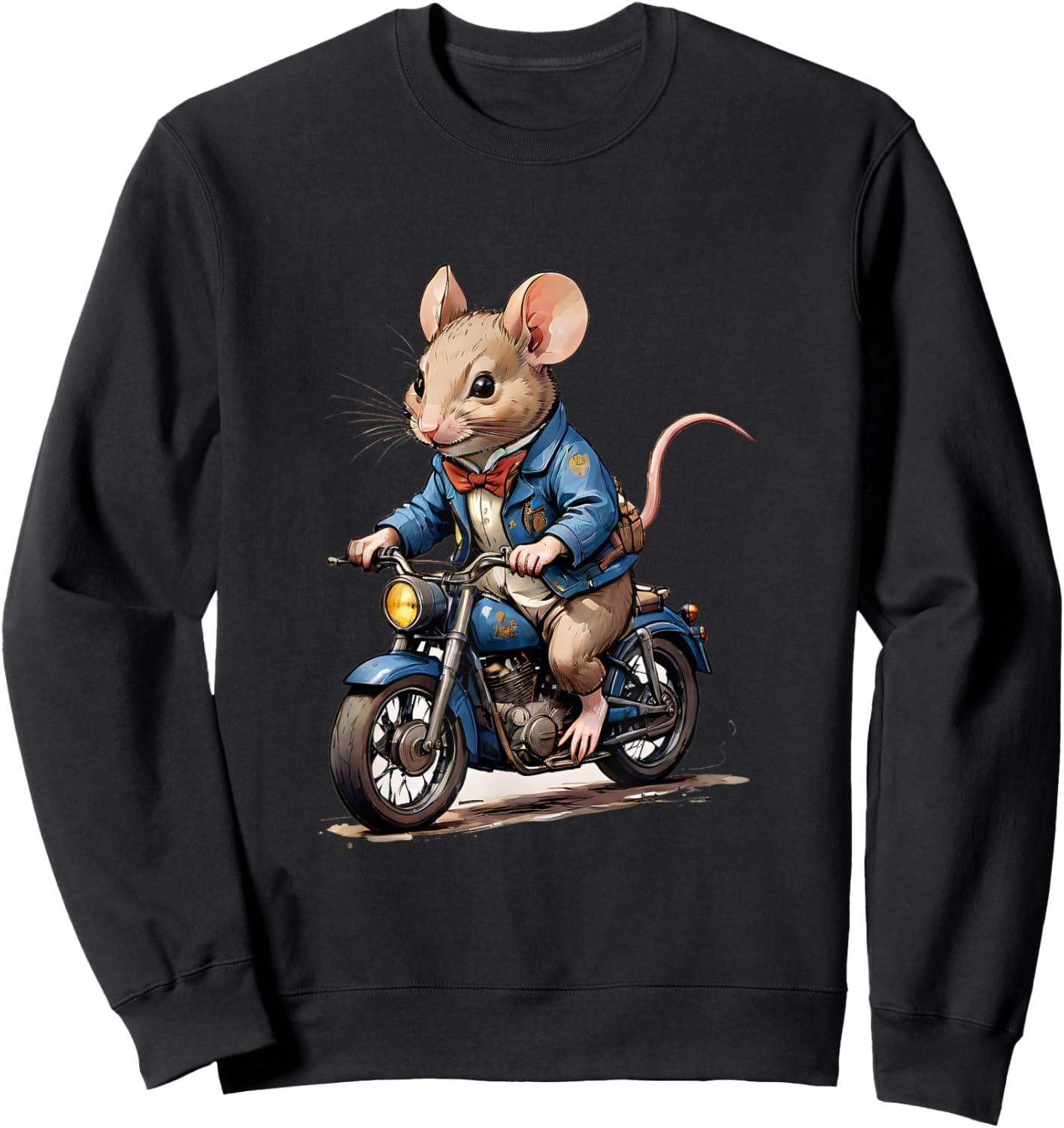 Highway Hero: Mouse on a Motorcycle Sweatshirt - Sweatshirt | Black