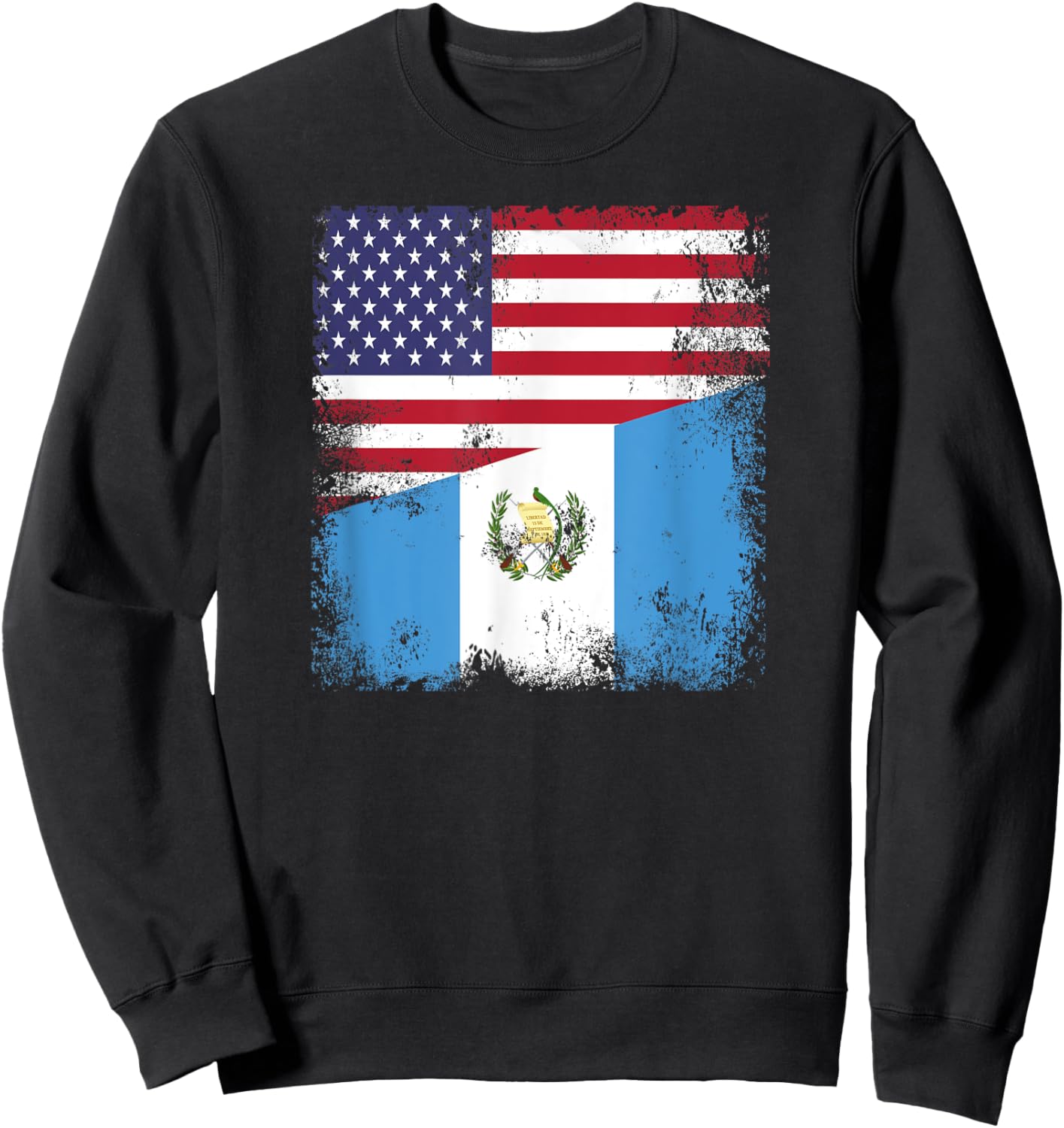 Half Guatemalan Flag | Vintage Guatemala USA Gift Sweatshirt - Sweatshirt | Black