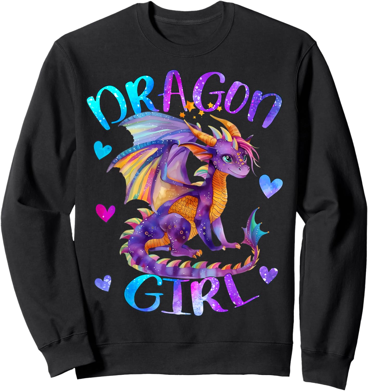 Dragon Girl Rainbow Dragon Just a girl Who Loves Dragons Sweatshirt - Sweatshirt | Black