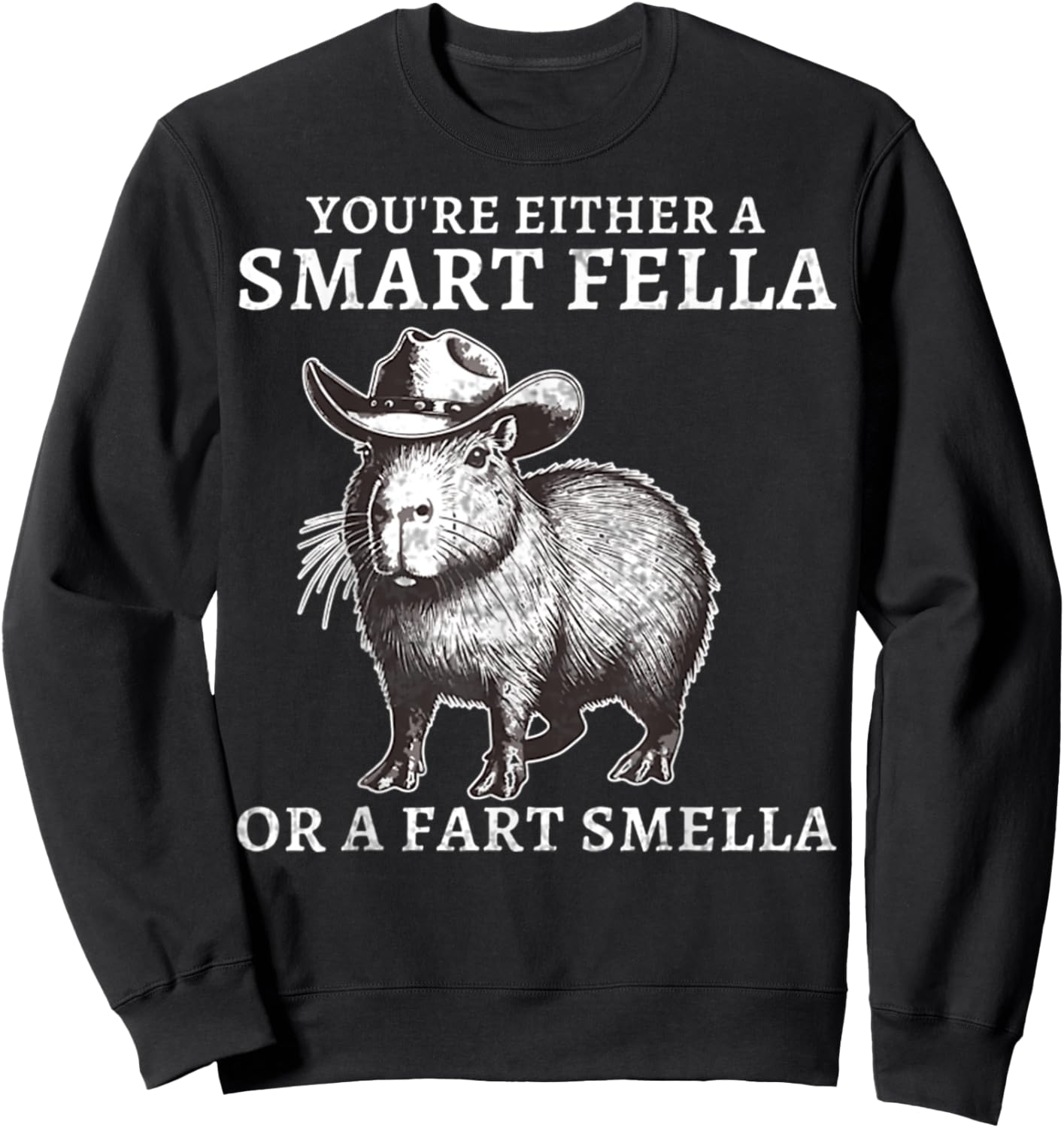 You're Either A Smart Fella Or A Fart Smella Funny Capybara Sweatshirt - Sweatshirt | Black