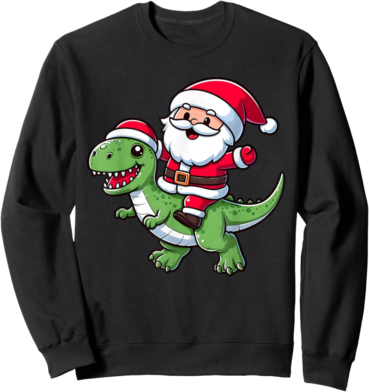 Christmas Pajama Santa Claus Ride T Rex Dinosaur for Toddler Sweatshirt - Sweatshirt | Black