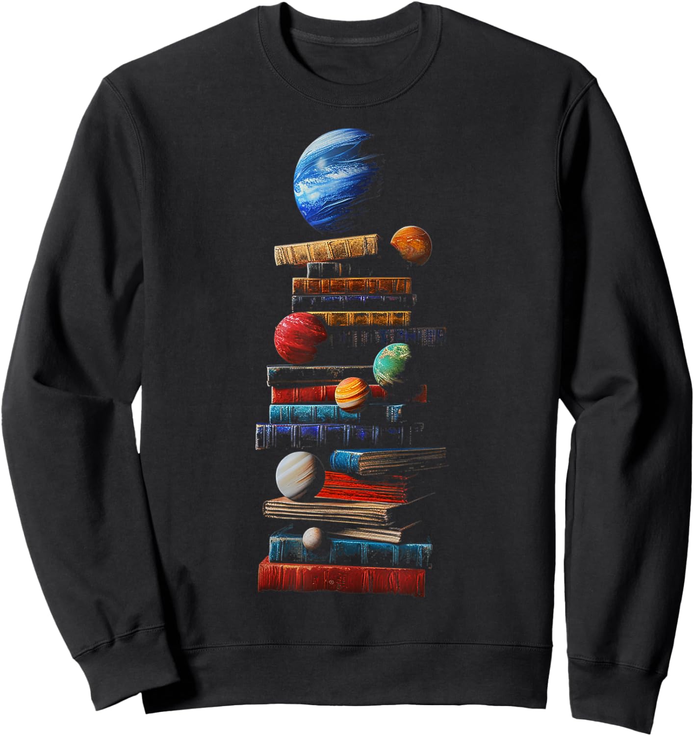Book Space Graphic Planets Art Sweatshirt - Sweatshirt | Black