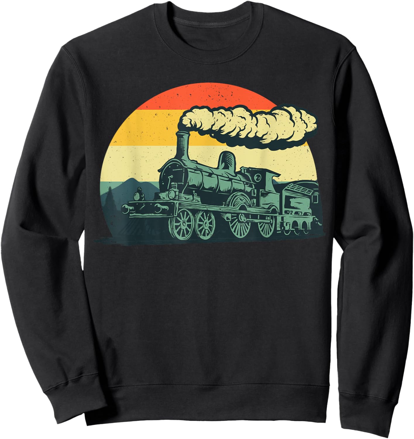Cool Train Women Vintage Steam Engine Railroad Model Sweatshirt - Sweatshirt | Black