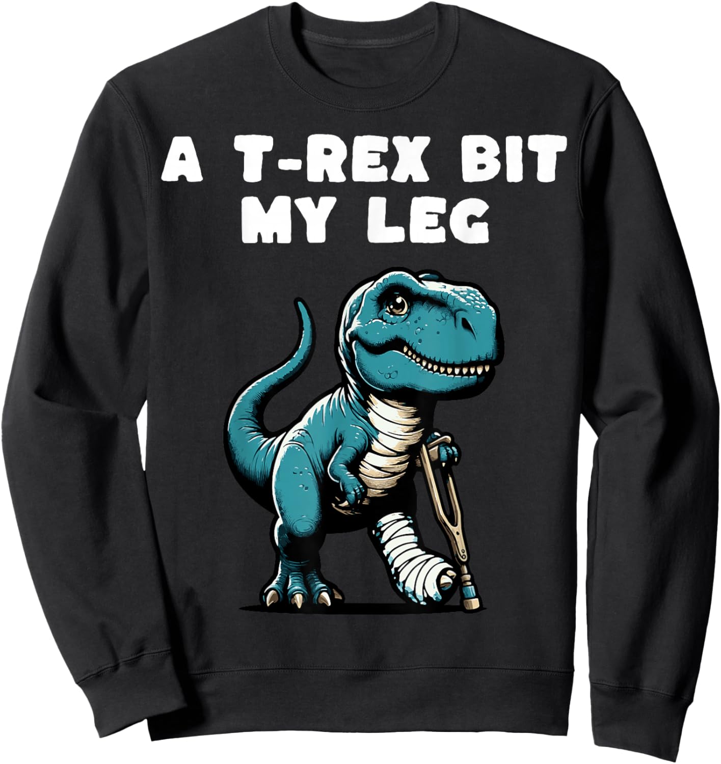 Broken Leg Recovery Kids Boys Dinosaur Sweatshirt - Sweatshirt | Black