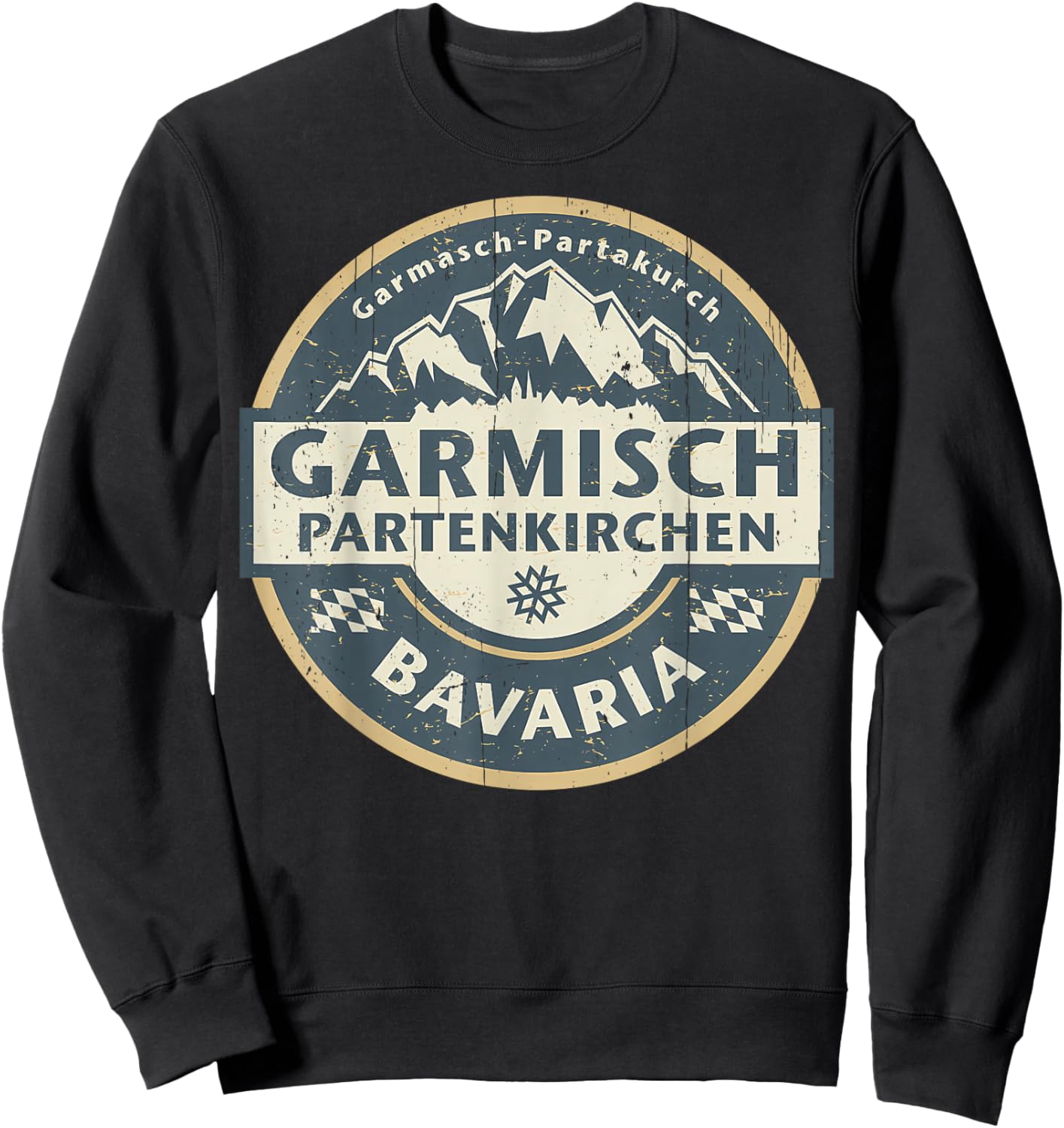 Vintage Garmisch-Partenkirchen, Bavaria, Germany Mountain Sweatshirt - Sweatshirt | Black