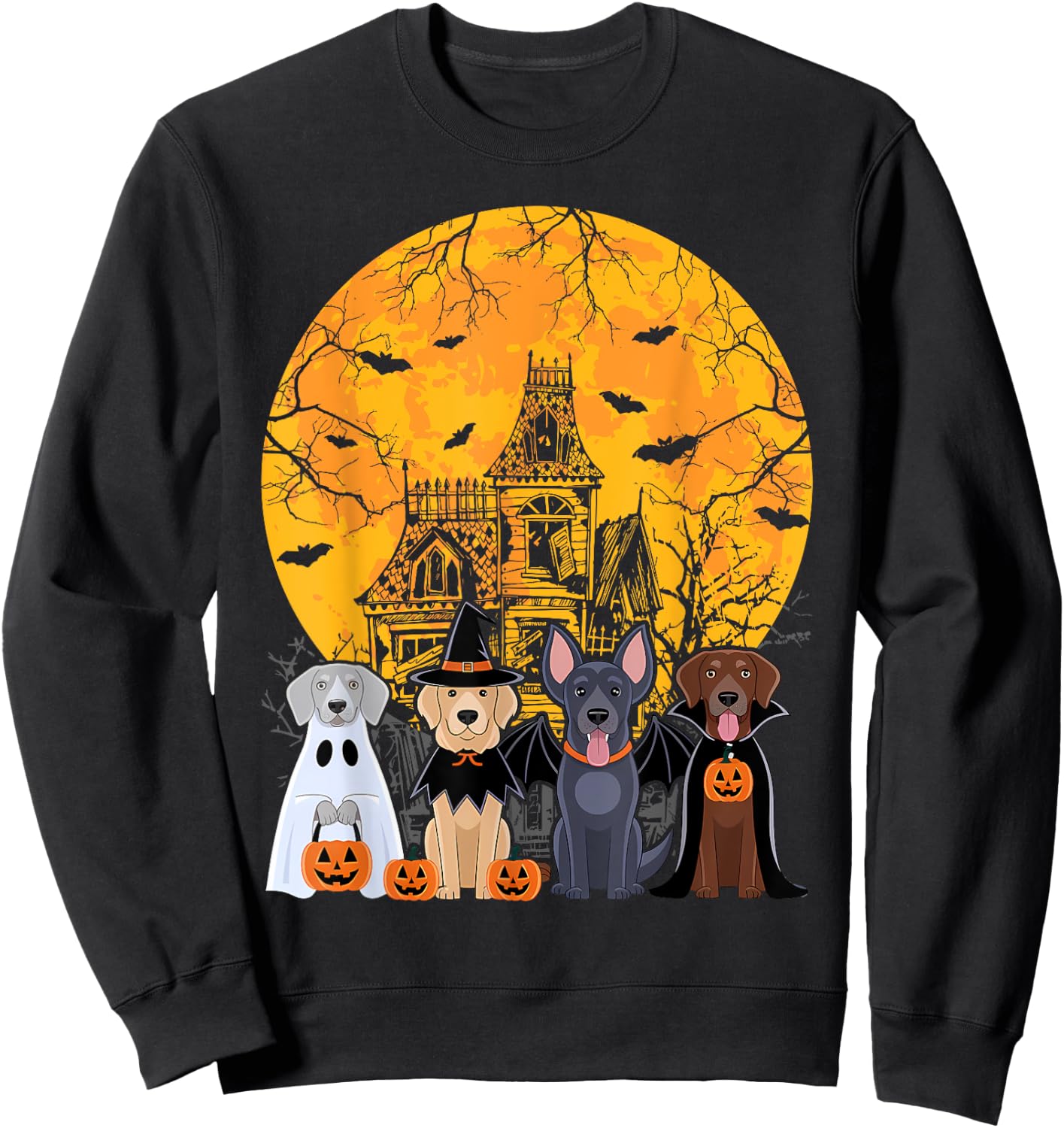 Cute Ghost Dogs Halloween Dog Lover Men Women Kids Costume Sweatshirt - Sweatshirt | Black