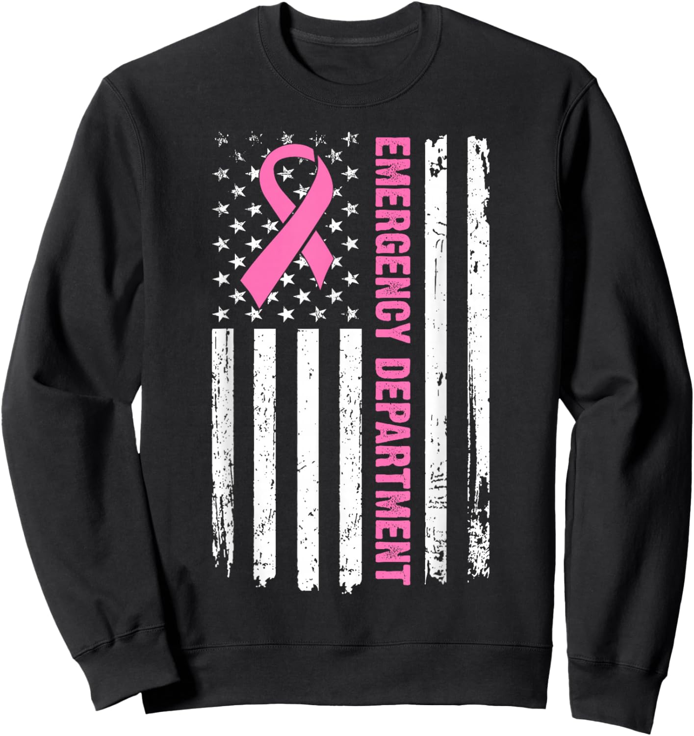 Emergency Department Breast Cancer Awareness Nursing Nurse Sweatshirt - Sweatshirt | Black