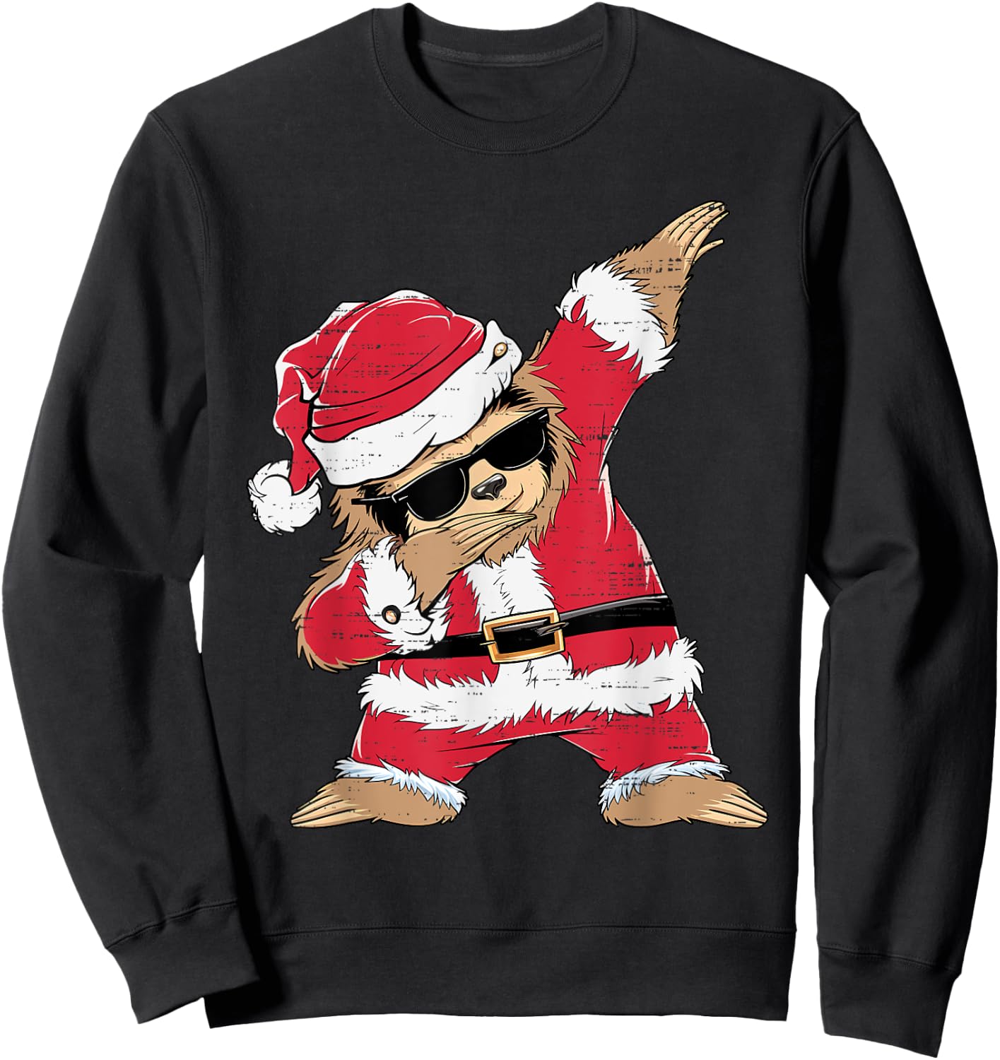 Dabbing Santa Sloth Merry Slothmas Christmas Kids Pajama Sweatshirt - Sweatshirt | Black
