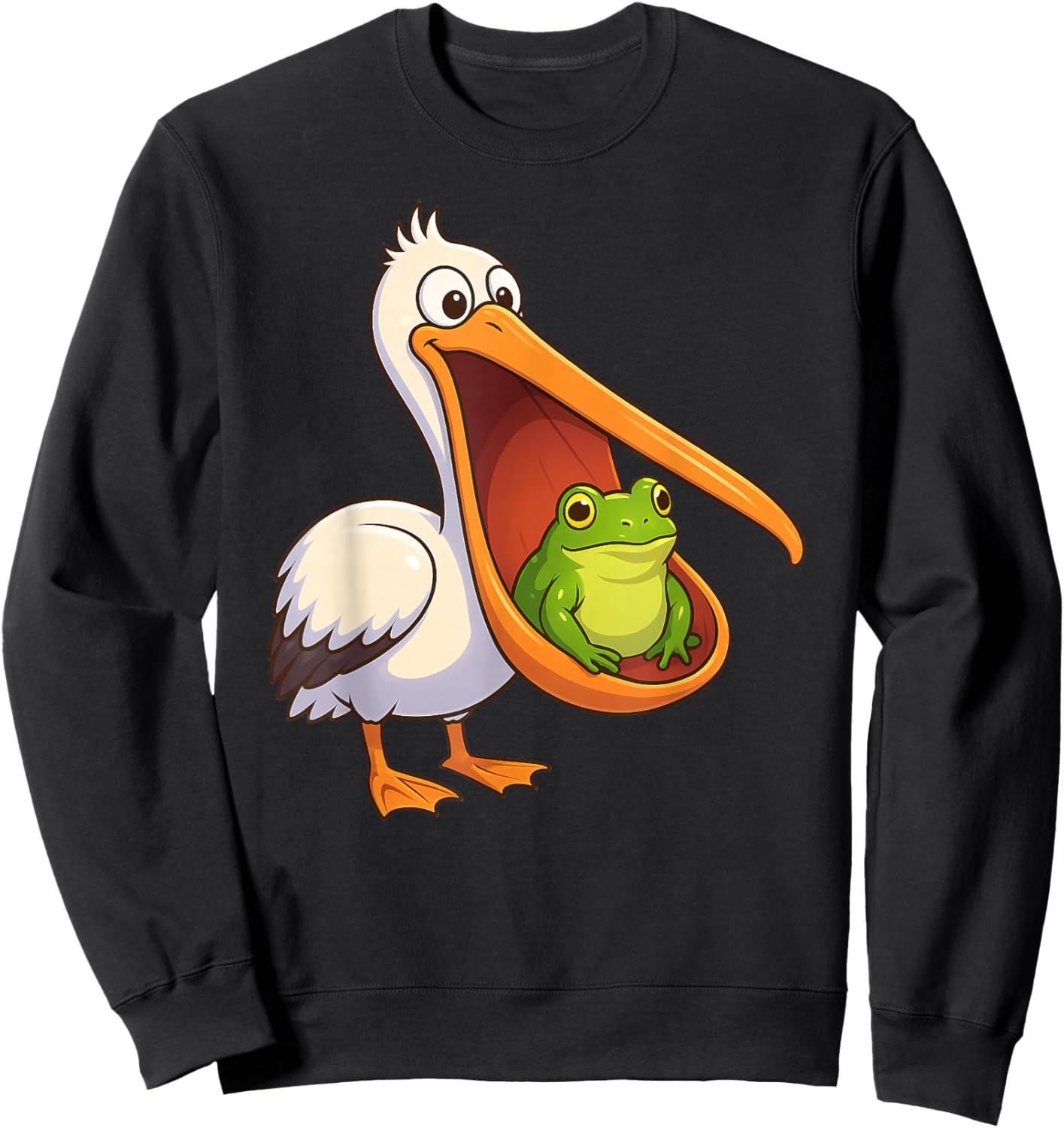 Funny Frog Pelican Animal Lover Boys Girls Kids Sweatshirt - Sweatshirt | Black
