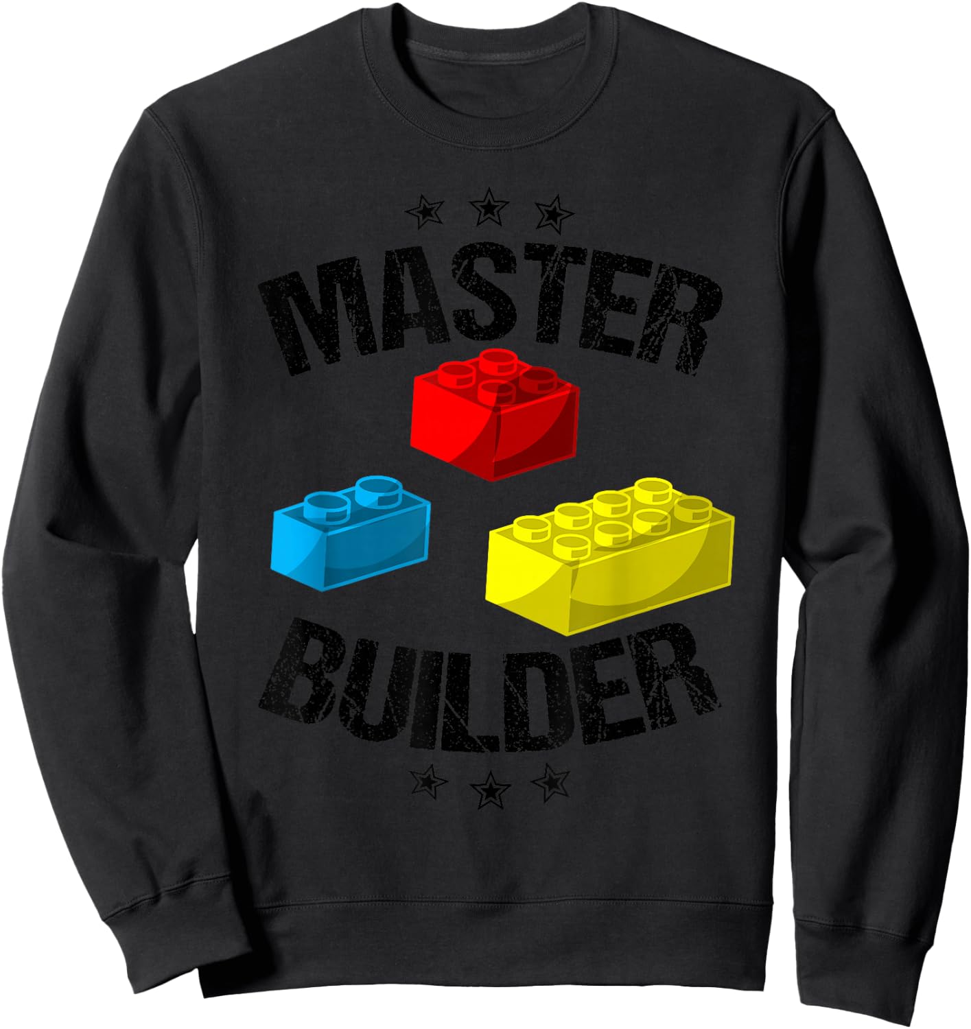 Cool Master Builder Funny Building Blocks Gift Men Women Short Sleeve Sweatshirt - Sweatshirt | Black
