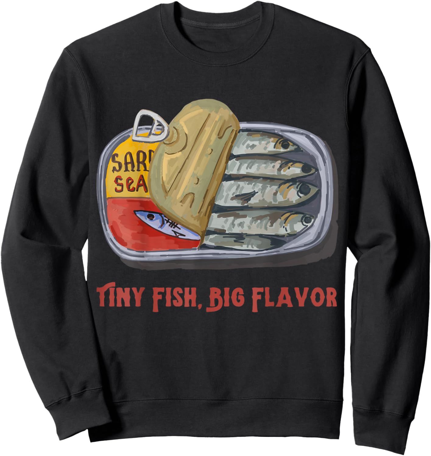 Cute Tinned Fish Tinned Sardines Fish Lover Vintage Graphic Sweatshirt - Sweatshirt | Black