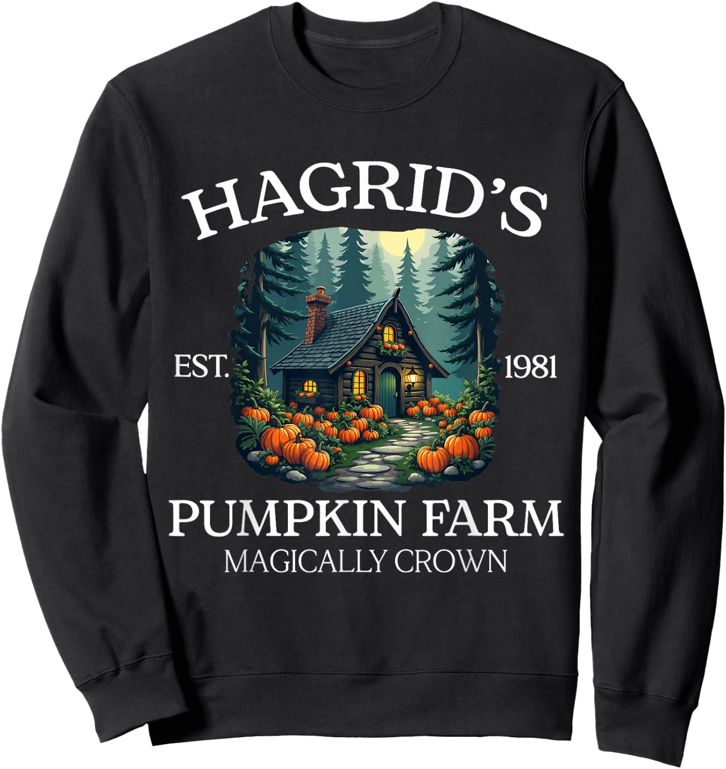 Hagrid's Pumpkin Farm - Magical Rustic Autumn Design Sweatshirt - Sweatshirt | Black