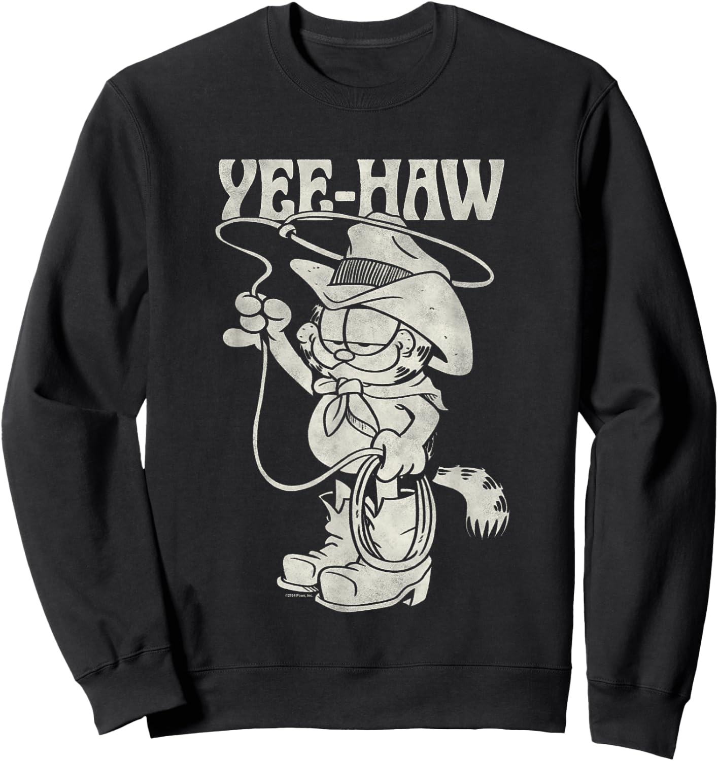 Garfield Cowboy Yee-Haw Vintage Retro Big Chest Portrait Sweatshirt - Sweatshirt | Black