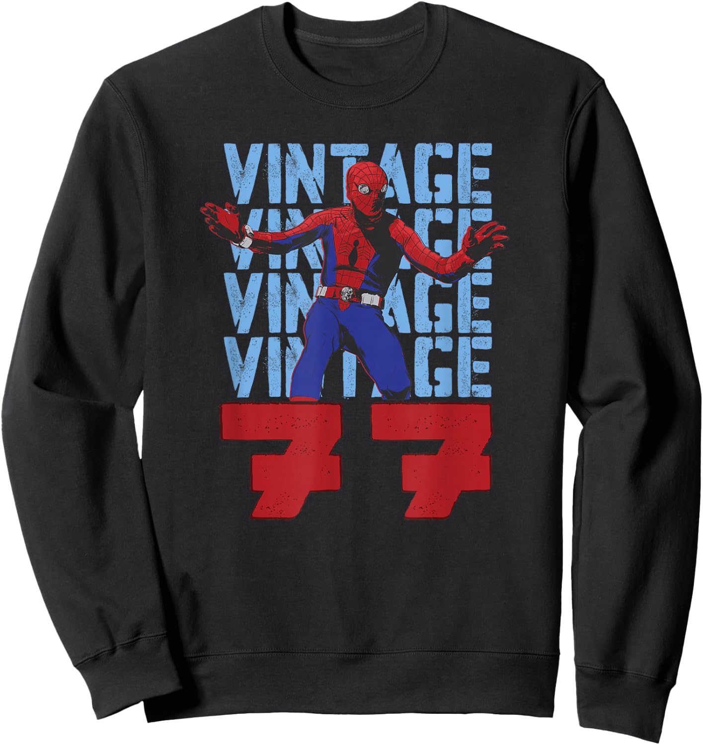 Marvel Spider-Man 60th Anniversary Vintage 77 Stack Sweatshirt - Sweatshirt | Black