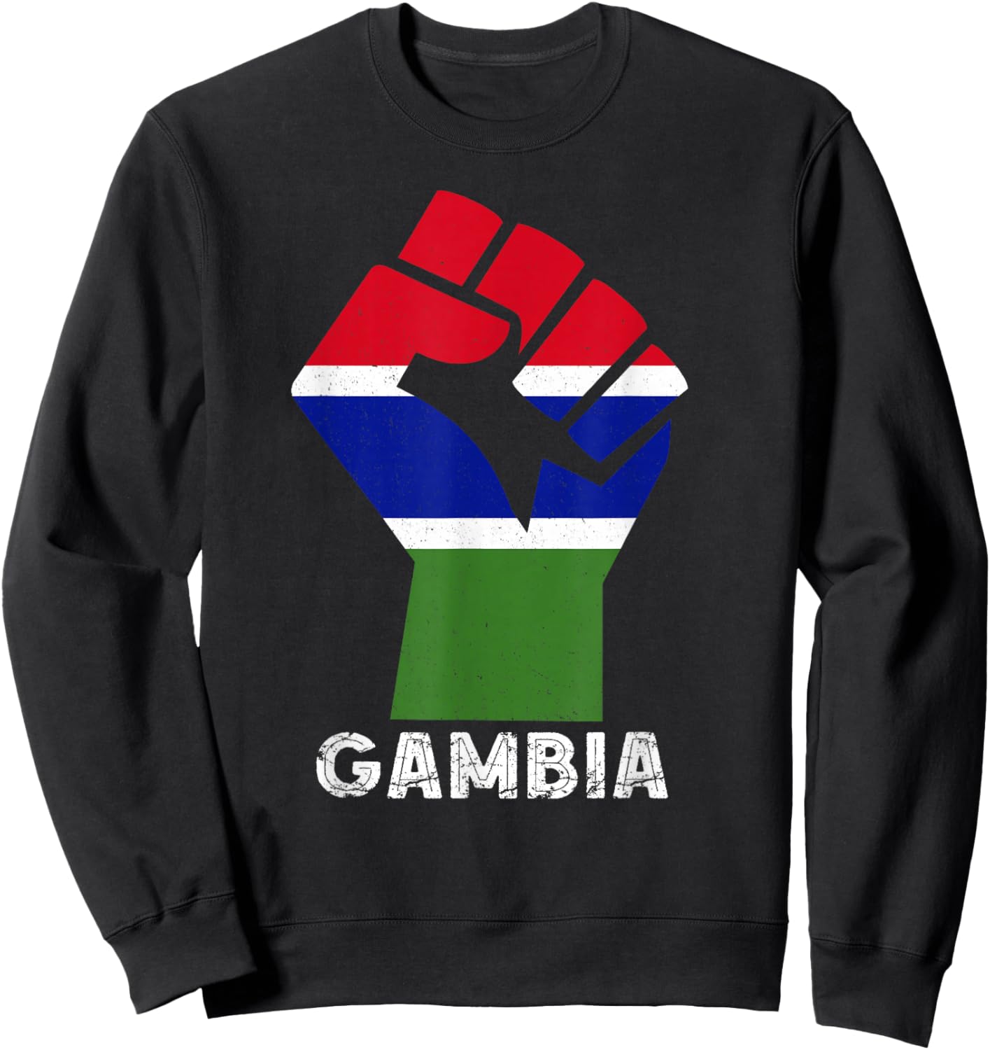 Gambian Pride Handfist Patriotic Gambian Flag Gambia Sweatshirt - Sweatshirt | Black