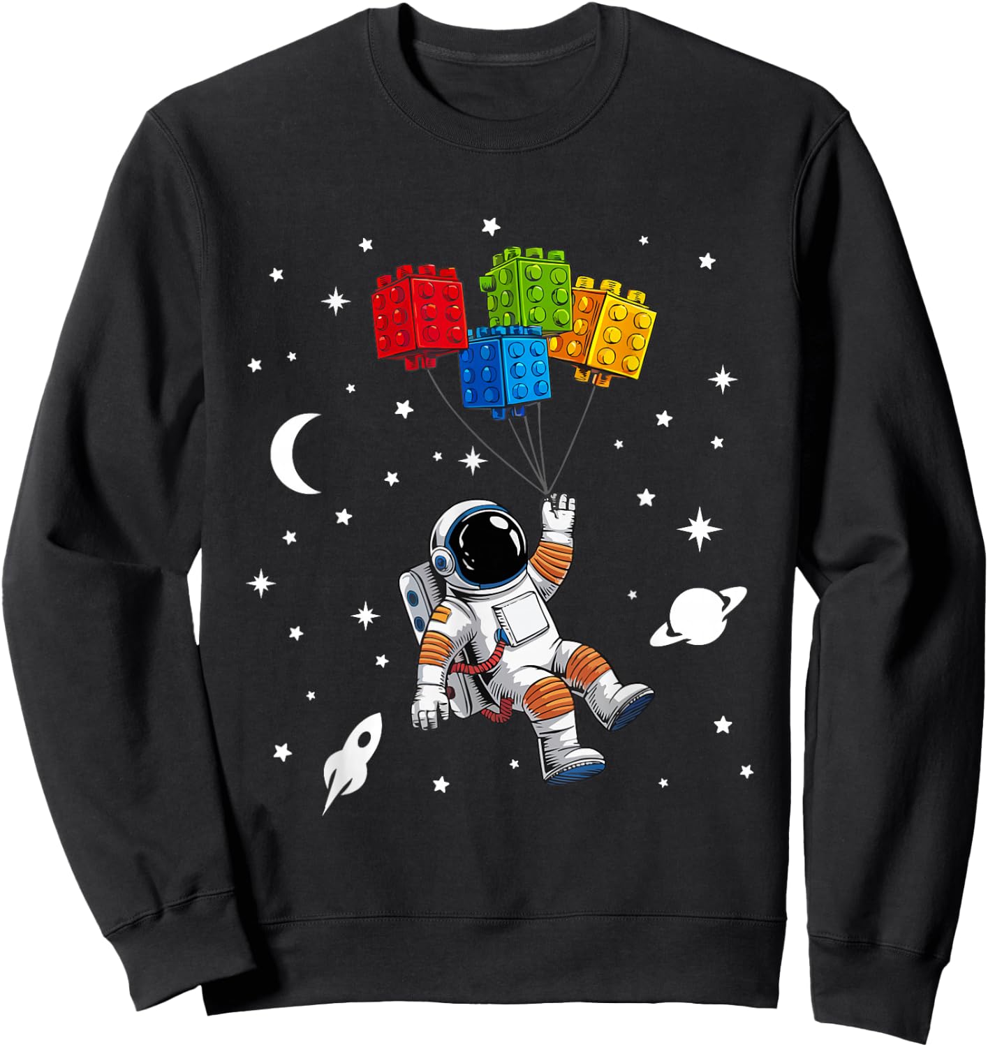 Space Astronaut Funny Building Blocks Bricks Master Builder Sweatshirt - Sweatshirt | Black