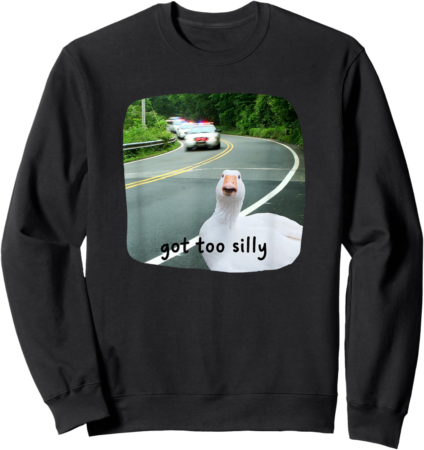 Funny Silly Goose Got Too Silly Cute Meme Women Kids Youth Sweatshirt - Sweatshirt | Black