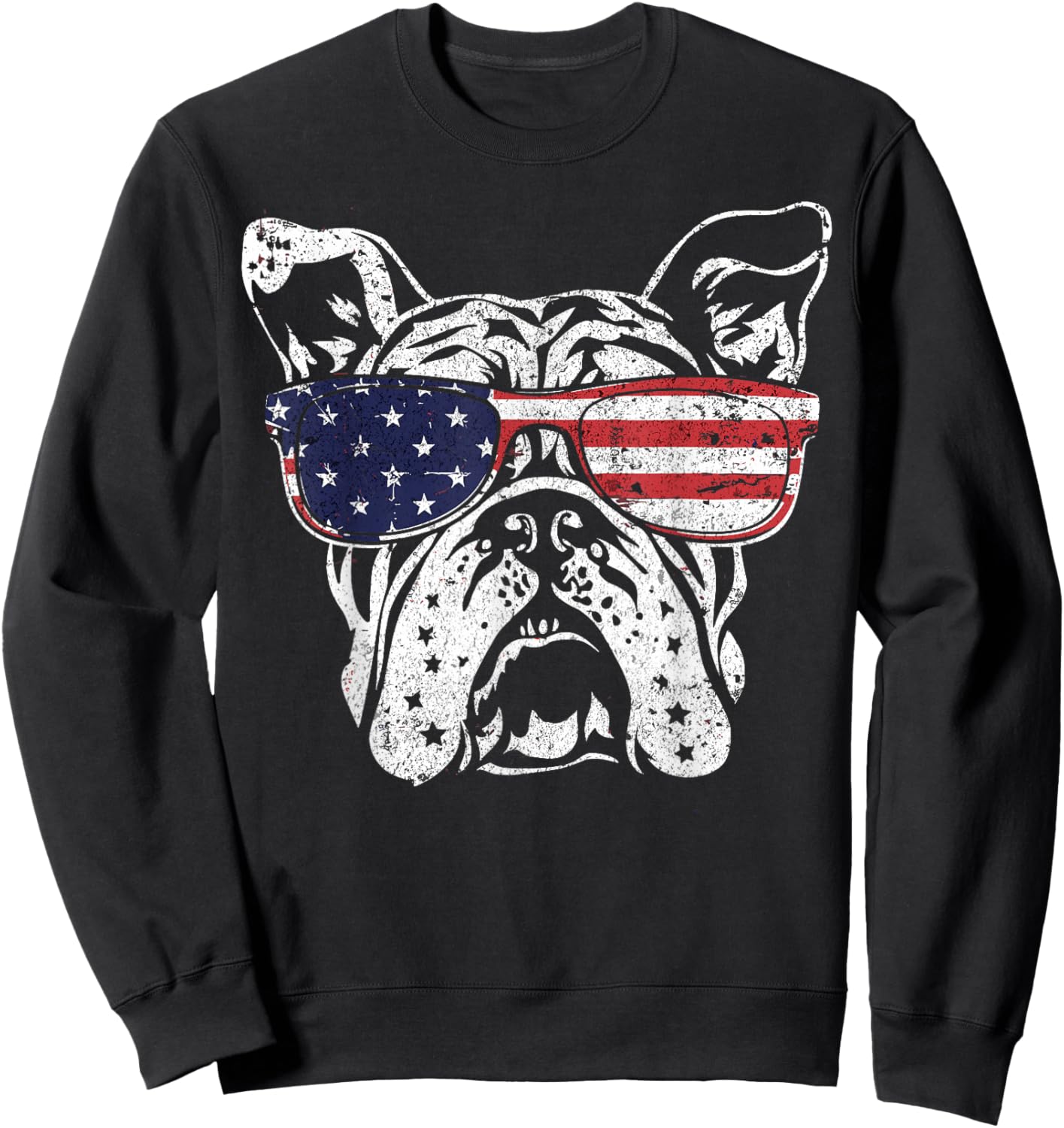Patriotic Bulldog American Flag USA Pride Dog Lovers Dad Mom Women Men Sweatshirt - Sweatshirt | Black