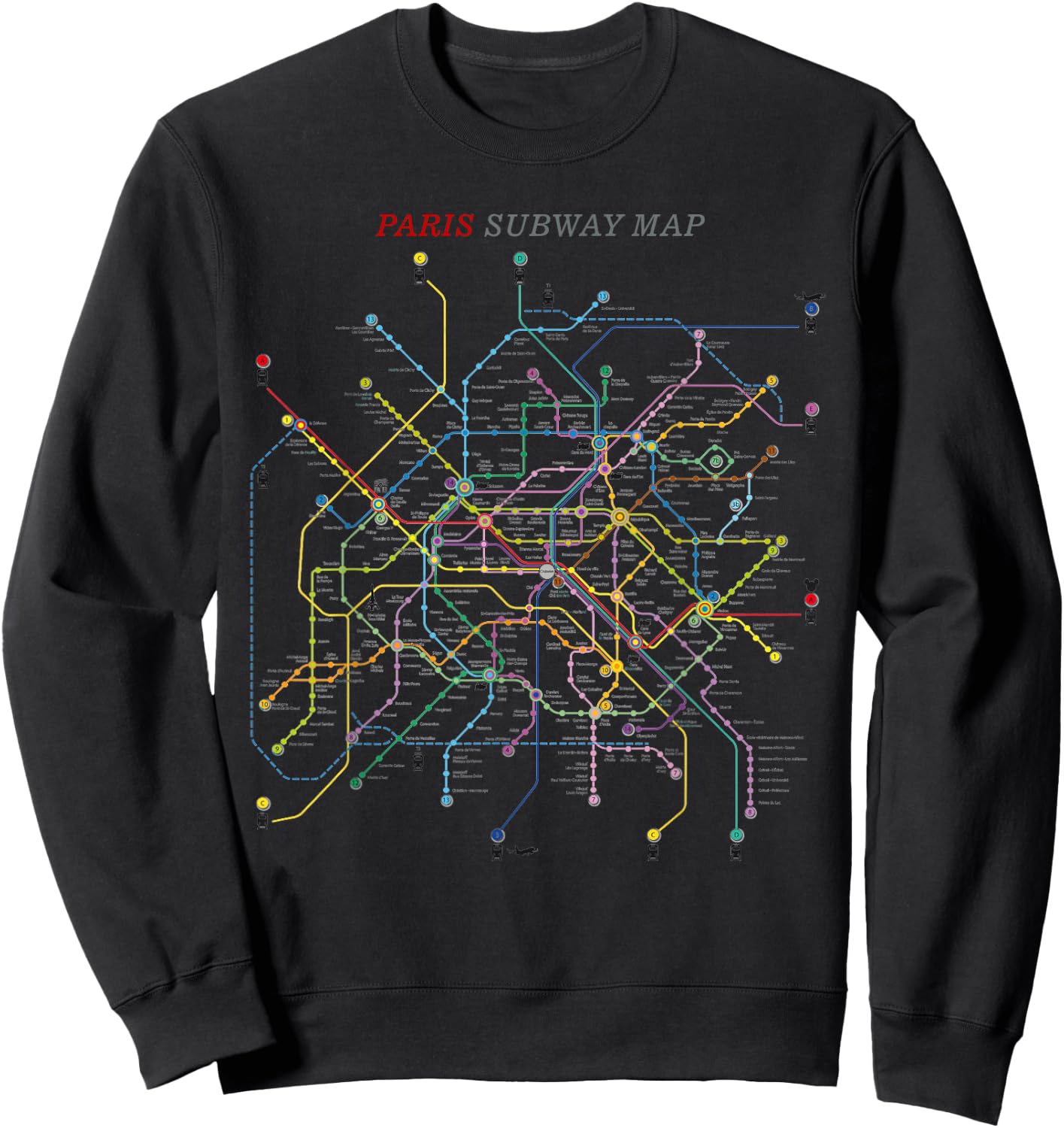 Paris Subway Map | Metro, Underground Sweatshirt - Sweatshirt | Black