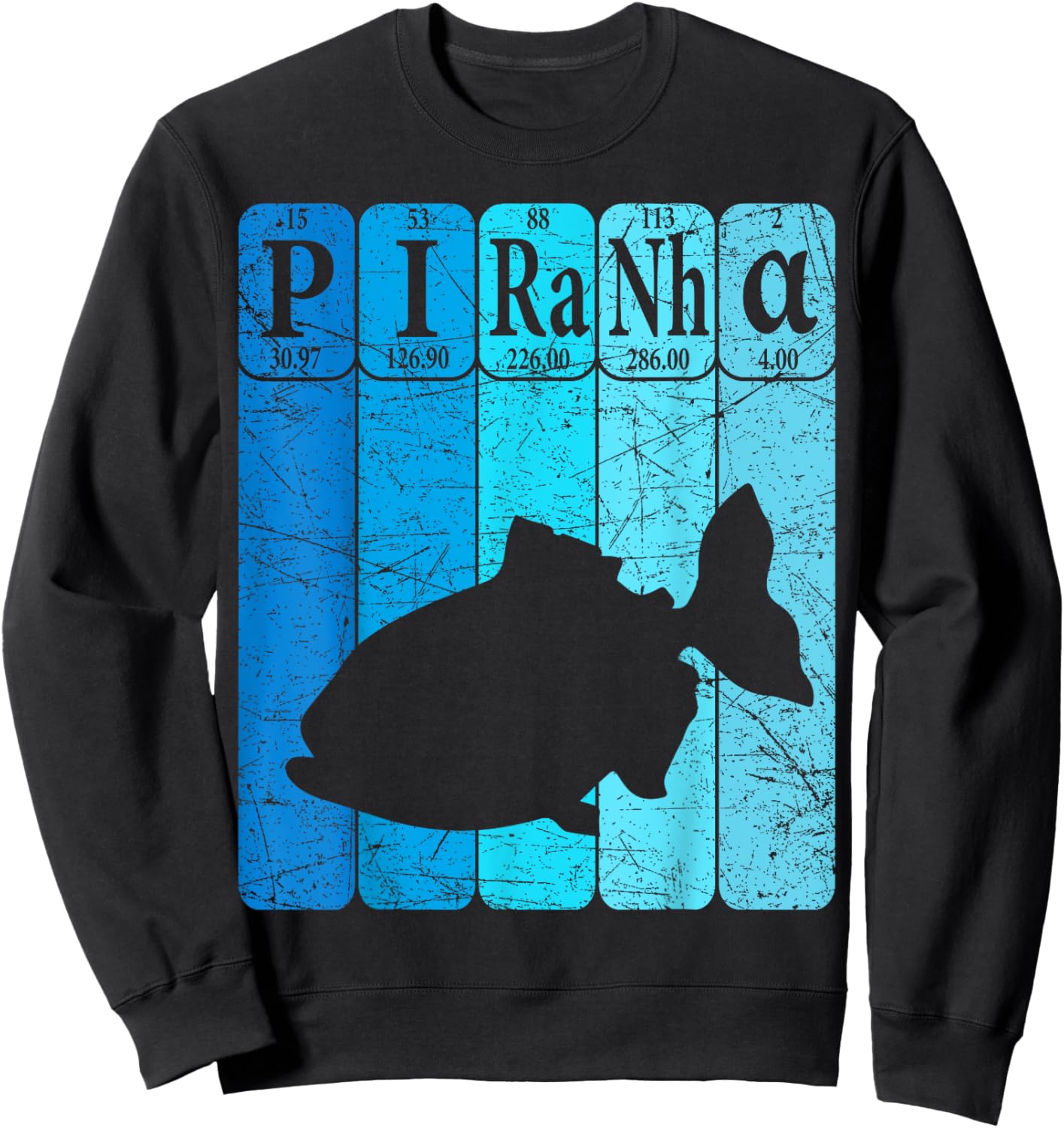 Piranha Periodic Table Elements Piranha Fish Retro Sweatshirt - Sweatshirt | Black