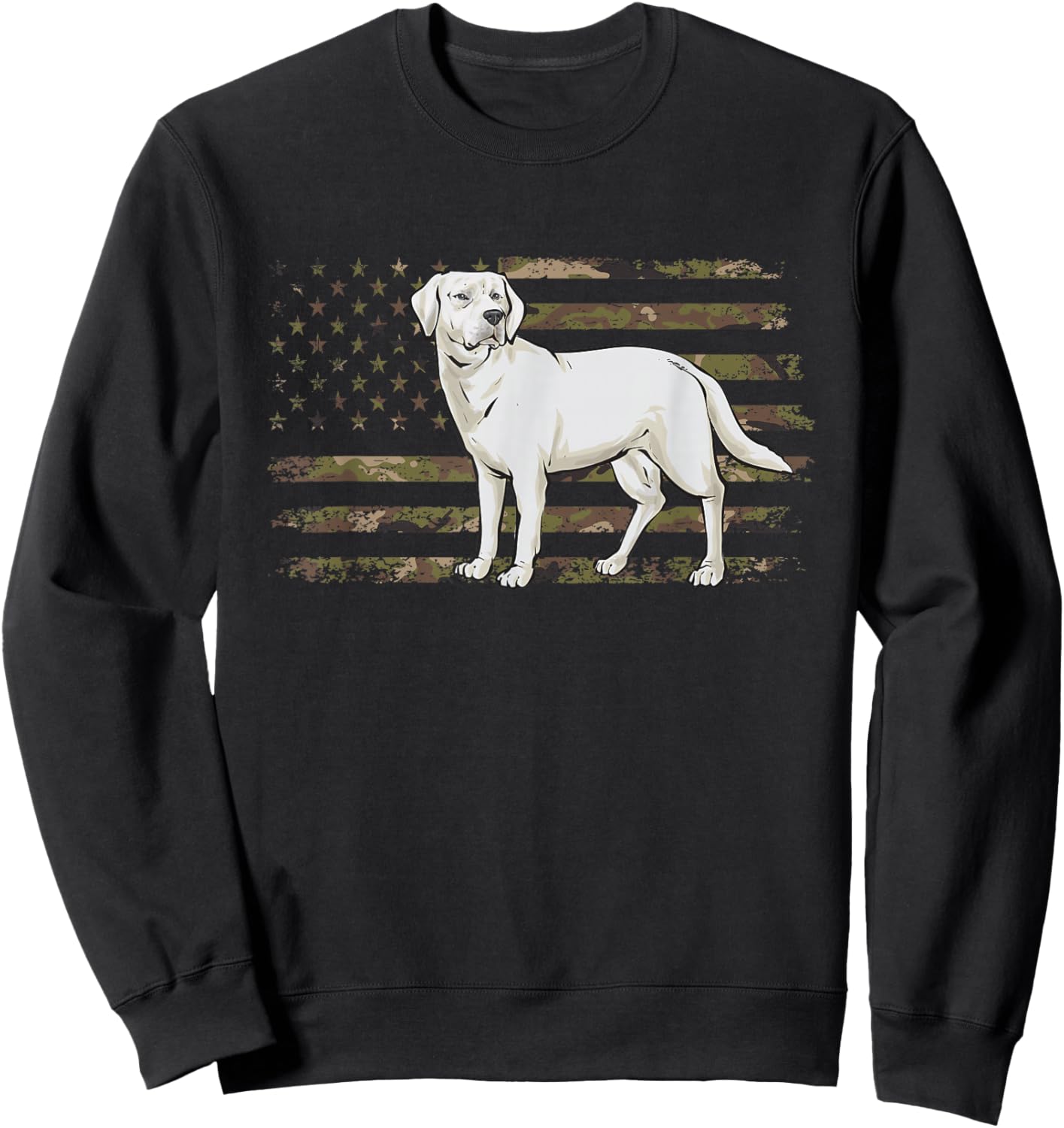 White Lab American Flag White Labrador Retriever Sweatshirt - Sweatshirt | Black