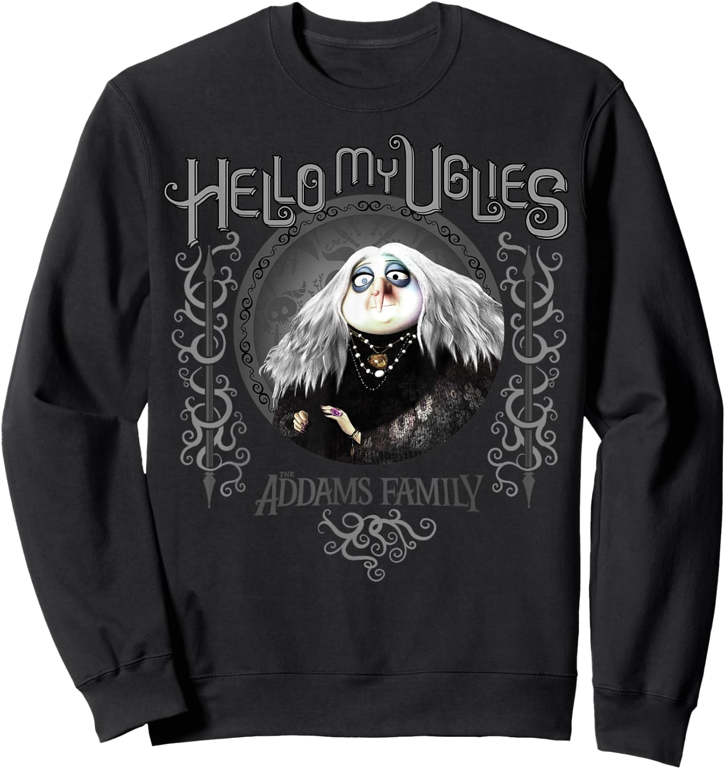 Addams Family Grandmama Hello My Uglies Portrait Sweatshirt - Sweatshirt | Black