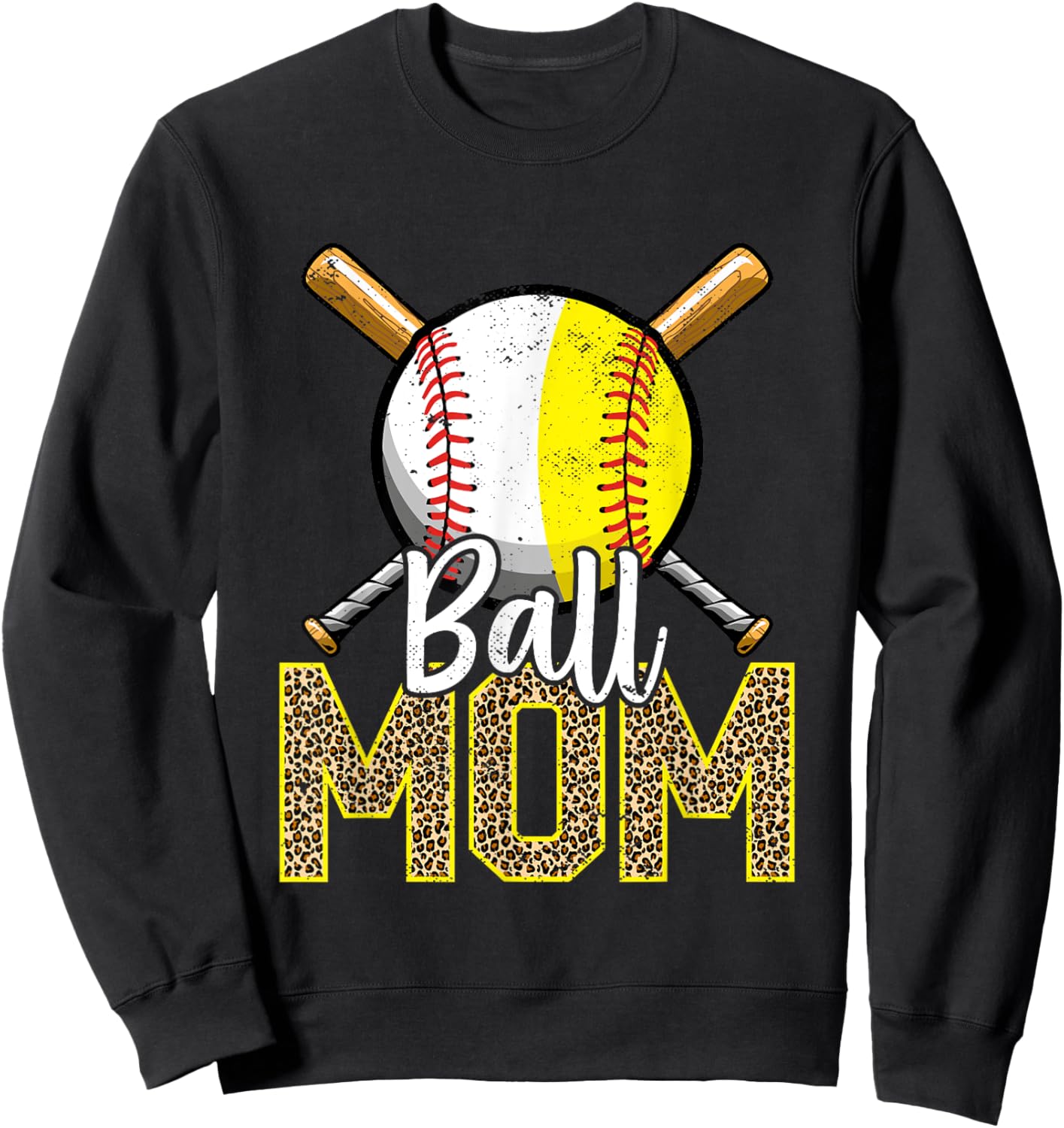 Ball Mom Baseball Softball Mama Women Mother's Day 2023 Sweatshirt - Sweatshirt | Black
