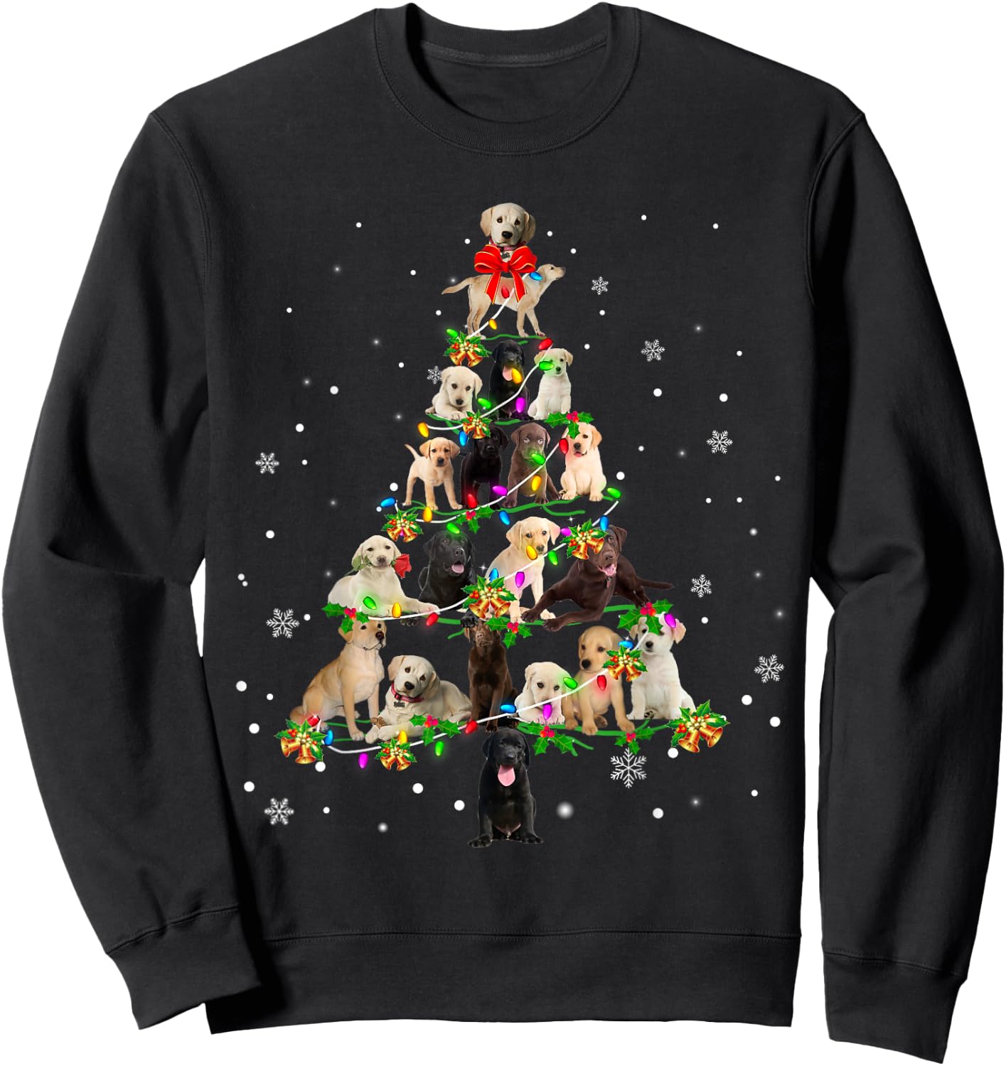 Labrador Retriever Christmas Tree X-Mas Gift Sweatshirt - Sweatshirt | Black