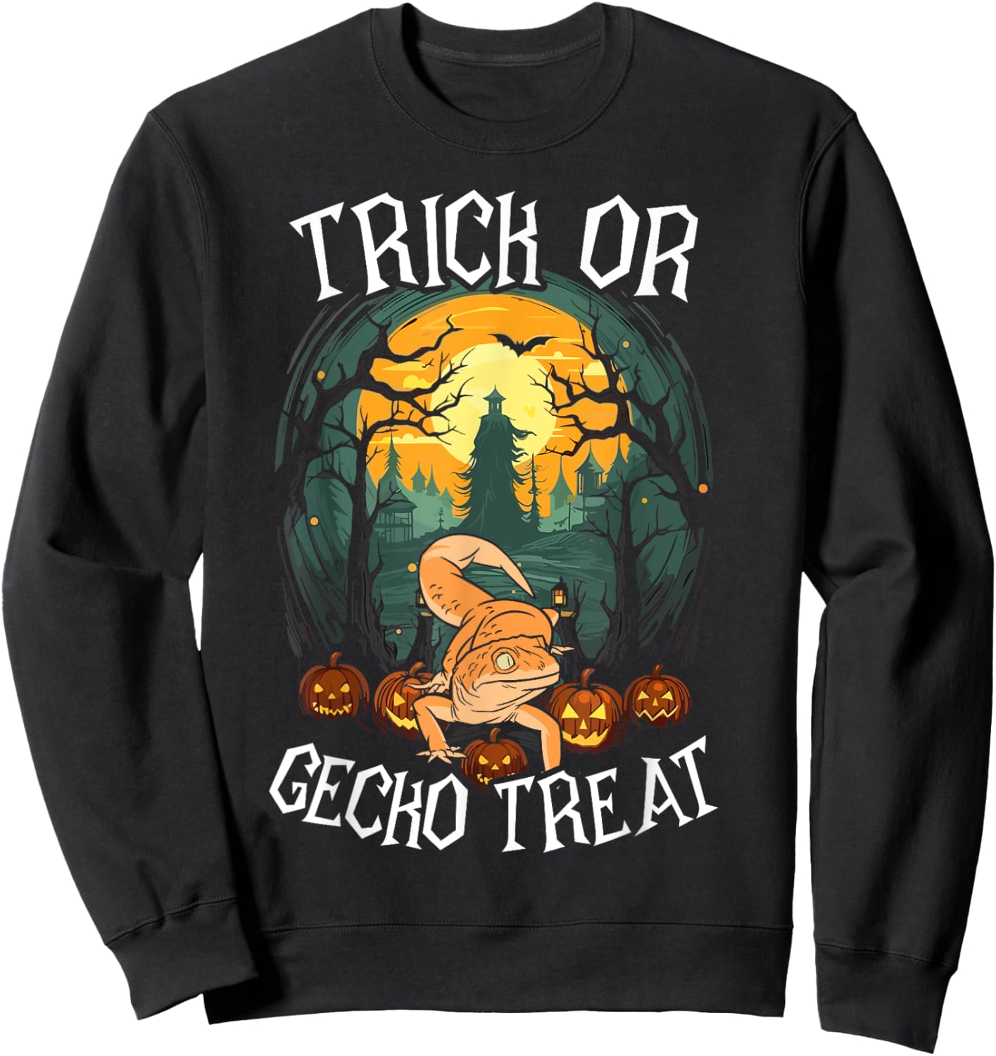 Gecko Halloween Scary Reptile Trick Or Treat Spooky Lizard Sweatshirt - Sweatshirt | Black